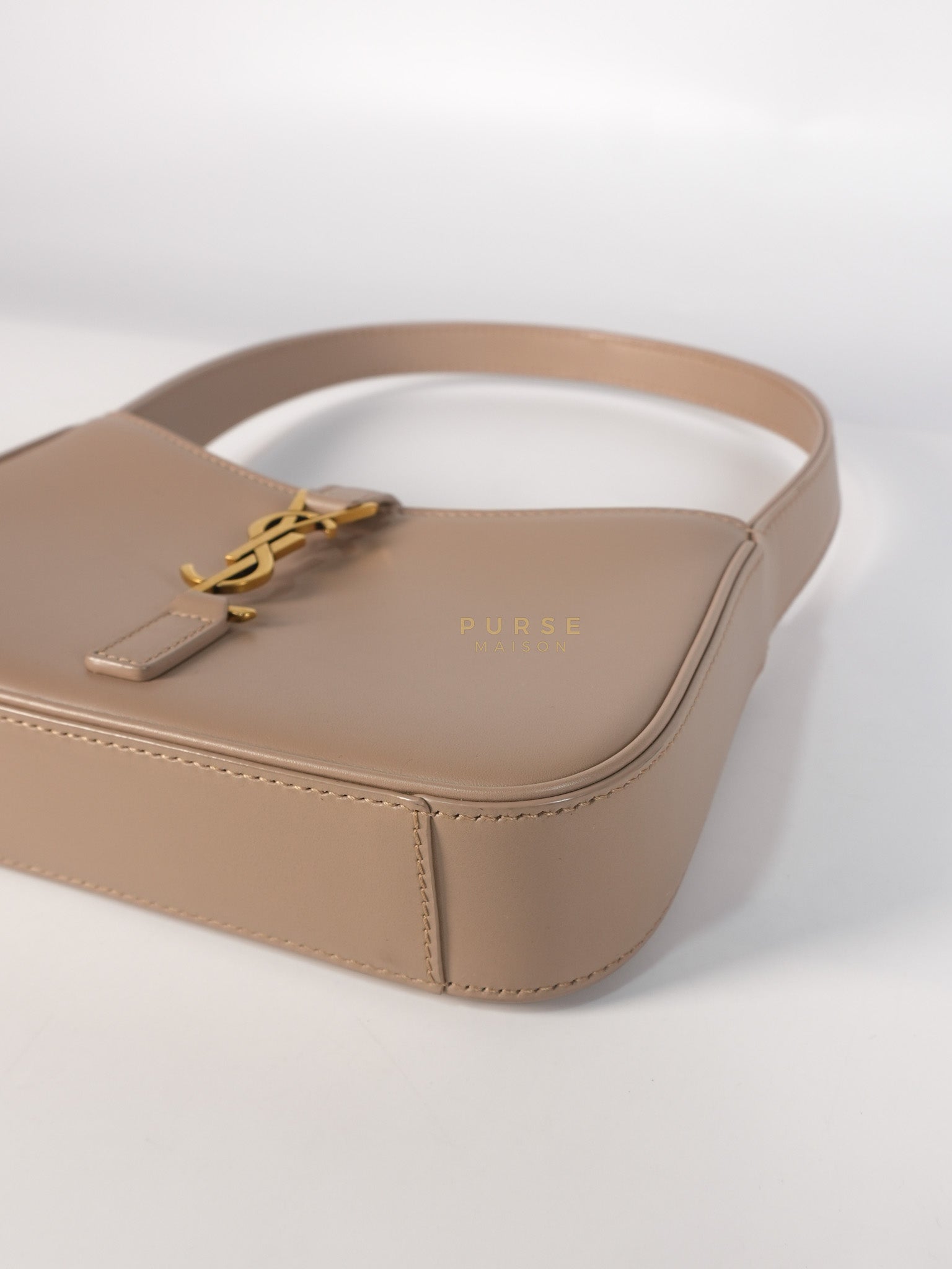 Le 5 A 7 Mini Hobo Shoulder Gold Hardware Bag in Dark Beige | Purse Maison Luxury Bags Shop