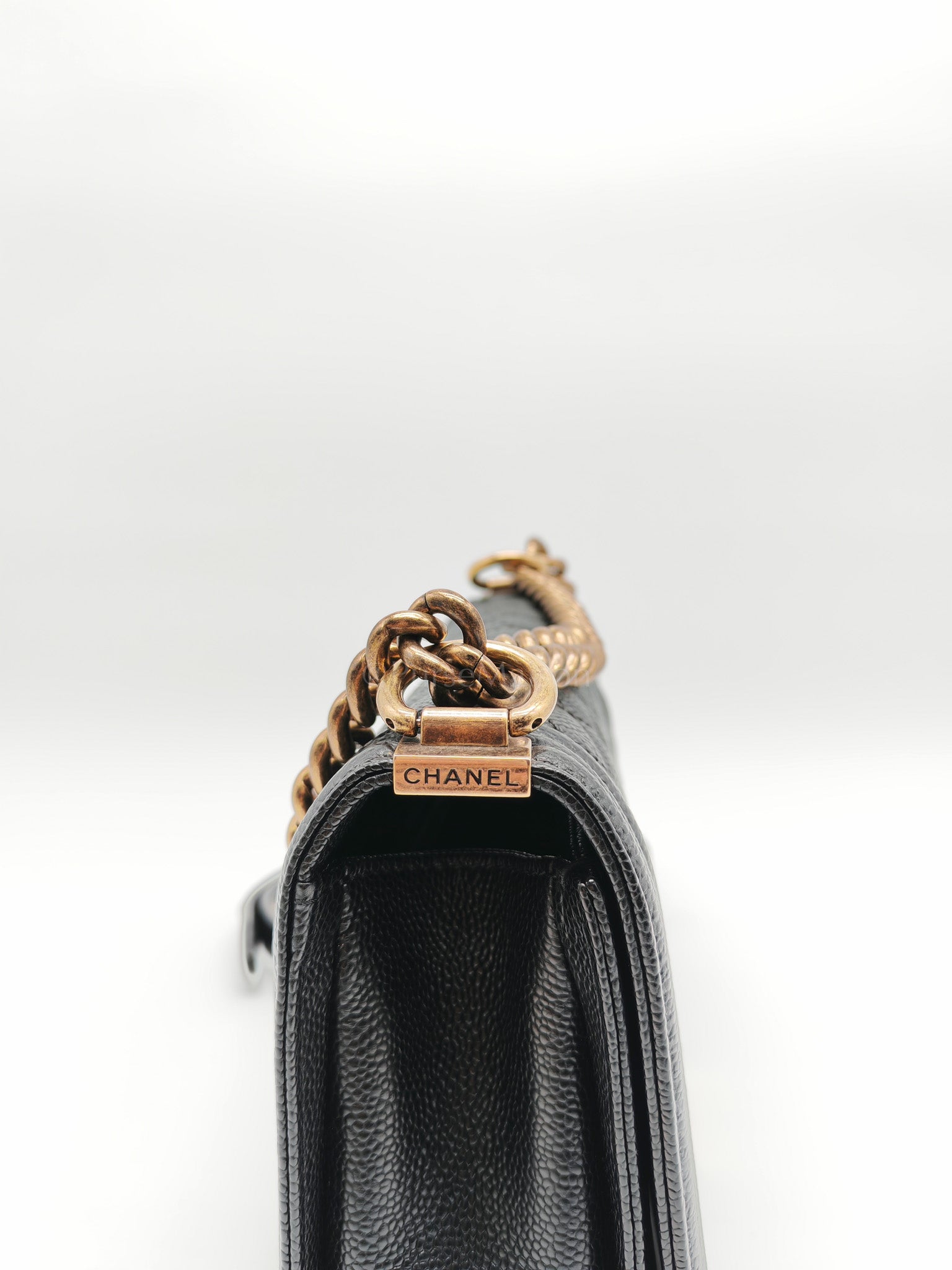 Le Boy Medium in Black Caviar Leather in Aged Gold Hardware (Series 20) | Purse Maison Luxury Bags Shop