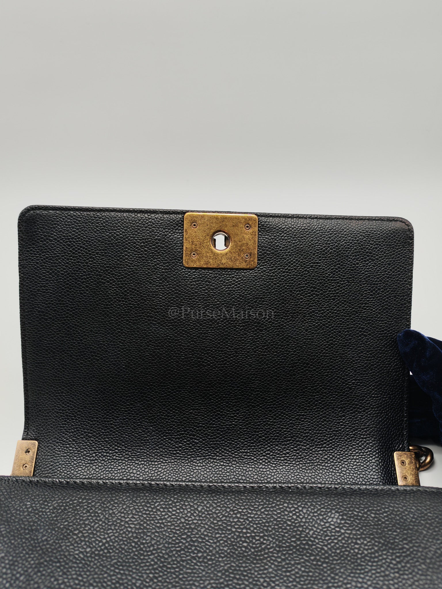 Le Boy Medium in Black Caviar Leather in Aged Gold Hardware (Series 20) | Purse Maison Luxury Bags Shop