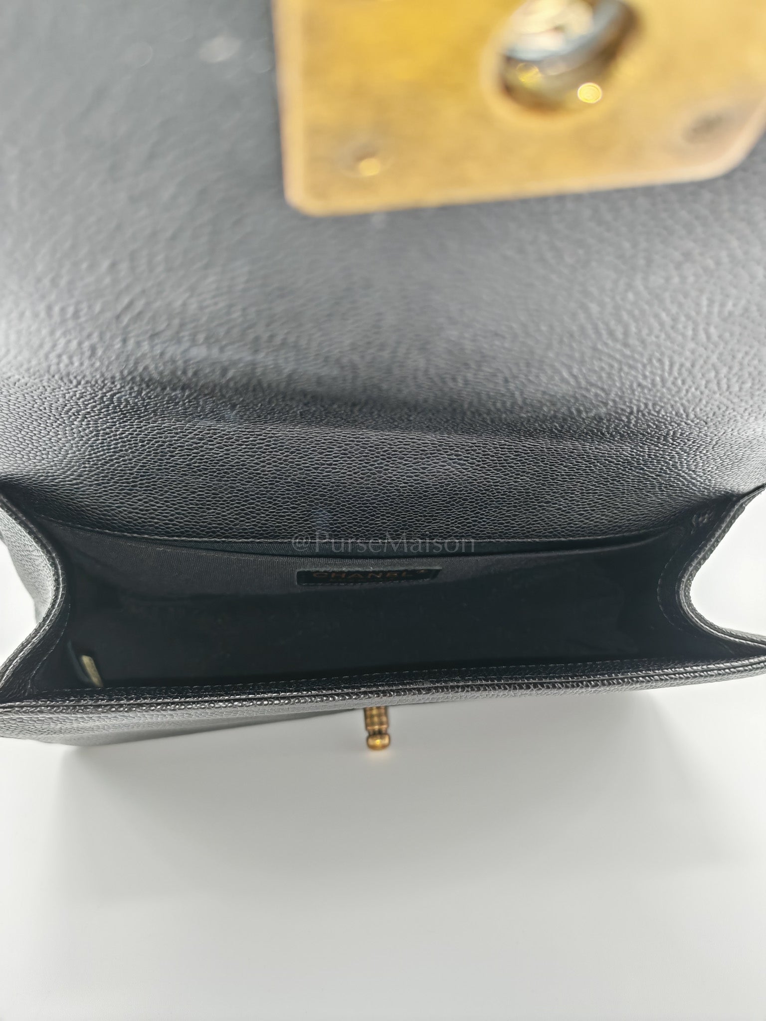 Le Boy Medium in Black Caviar Leather in Aged Gold Hardware (Series 20) | Purse Maison Luxury Bags Shop