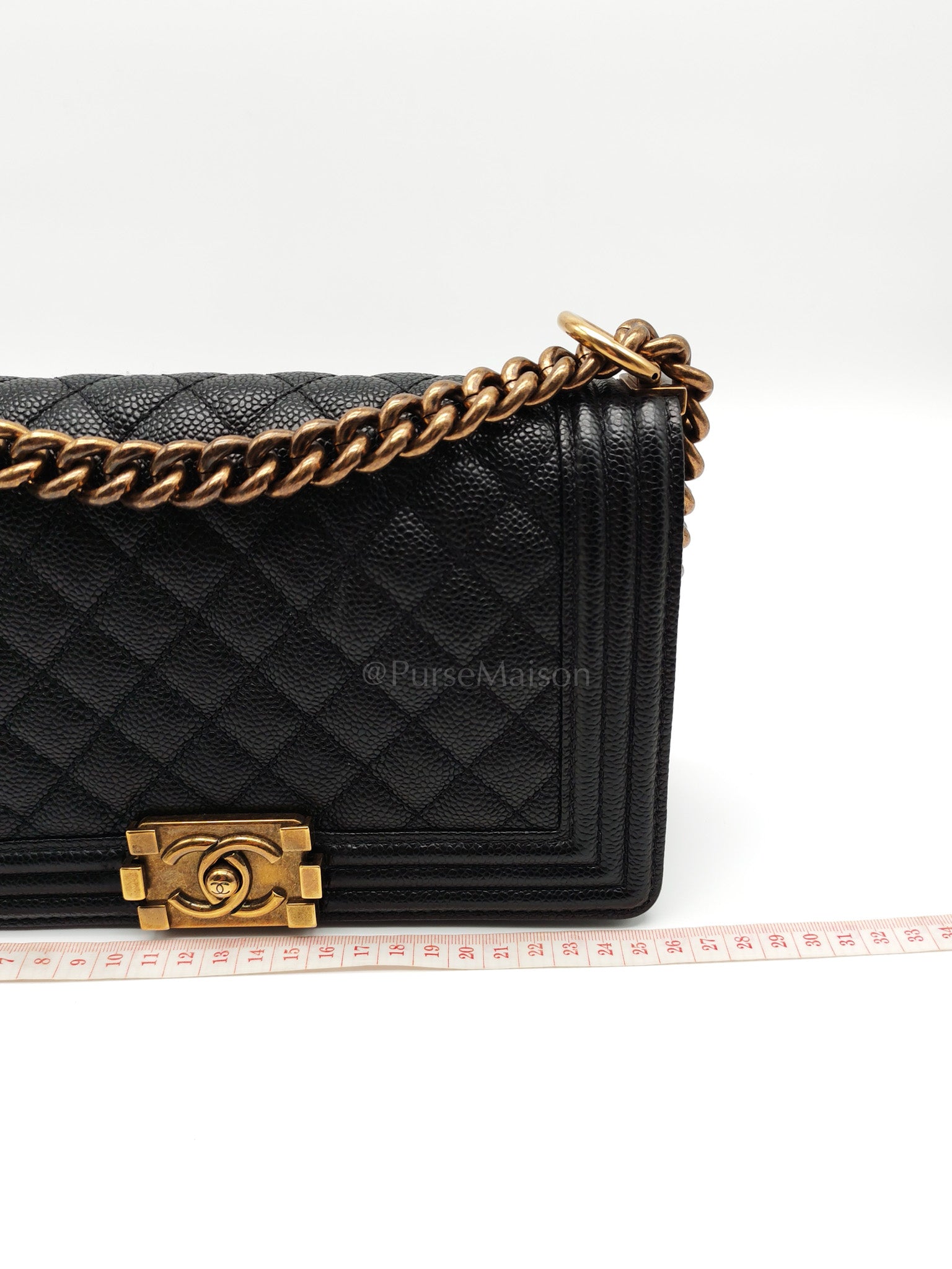 Le Boy Medium in Black Caviar Leather in Aged Gold Hardware (Series 20) | Purse Maison Luxury Bags Shop