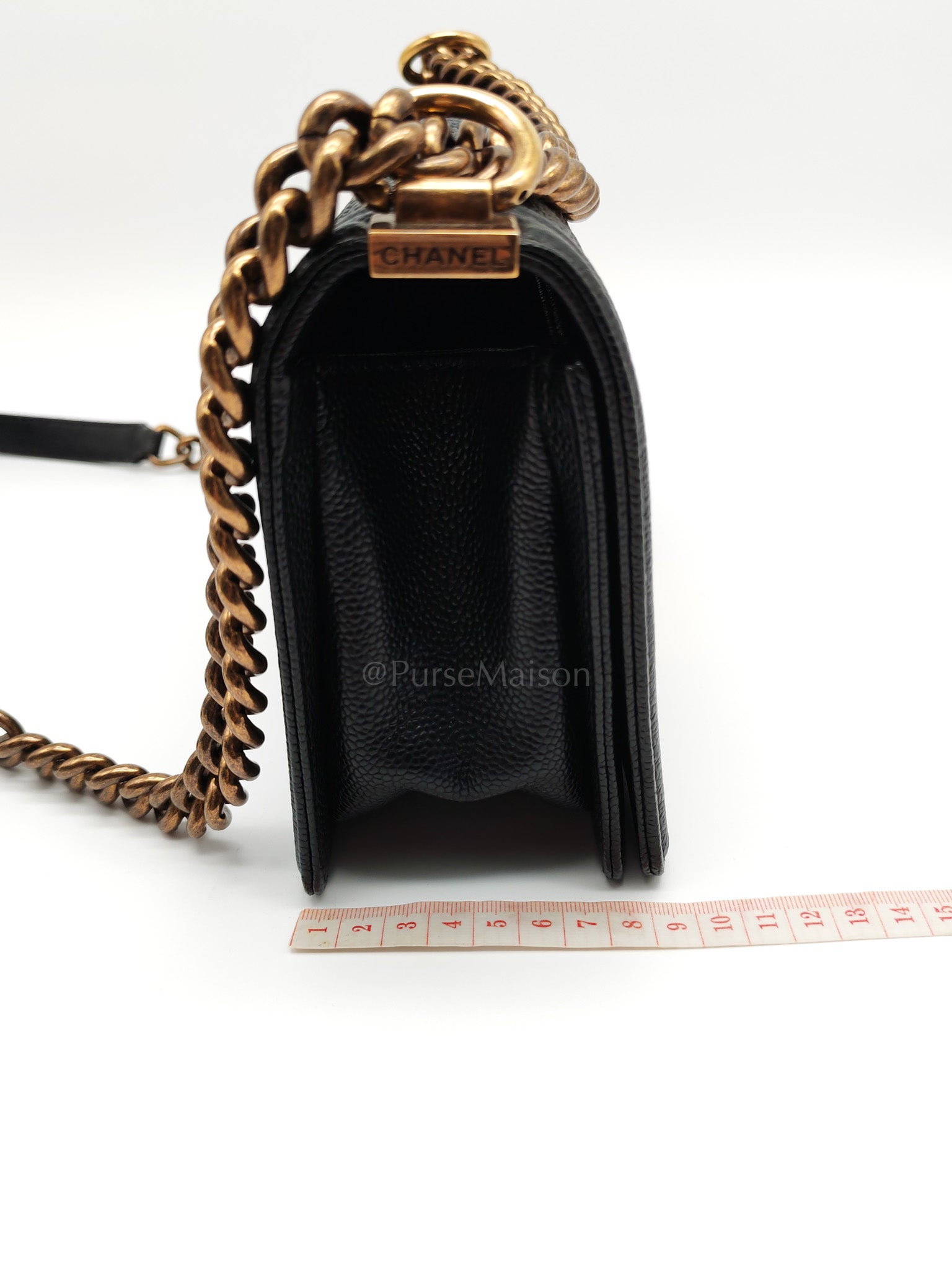 Le Boy Medium in Black Caviar Leather in Aged Gold Hardware (Series 20) | Purse Maison Luxury Bags Shop