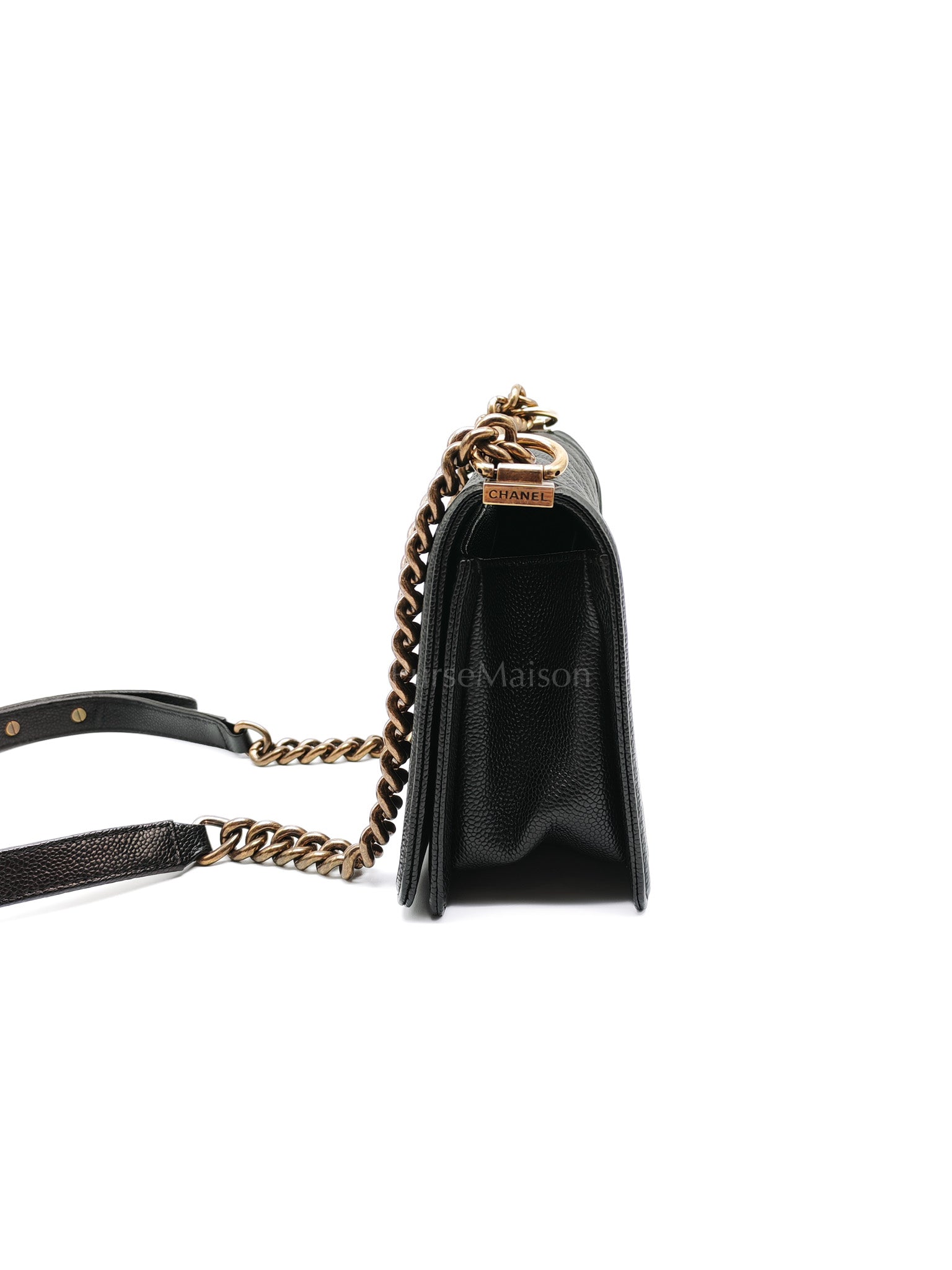 Le Boy Medium in Black Caviar Leather in Aged Gold Hardware (Series 20) | Purse Maison Luxury Bags Shop