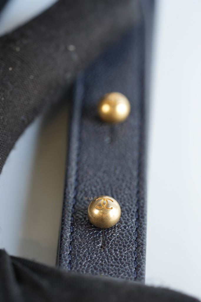 Le Boy Medium in Navy Blue Caviar Leather Aged Gold Hardware(Series 27) | Purse Maison Luxury Bags Shop