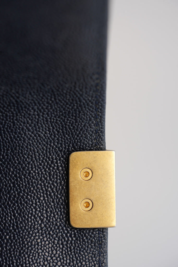 Le Boy Medium in Navy Blue Caviar Leather Aged Gold Hardware(Series 27) | Purse Maison Luxury Bags Shop