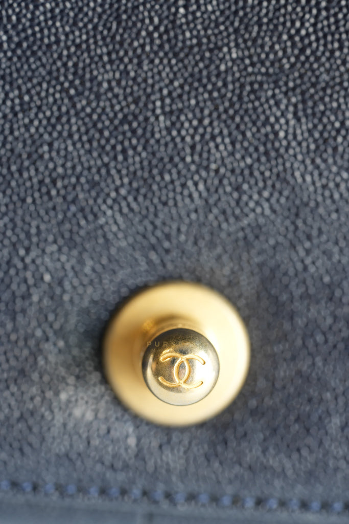 Le Boy Medium in Navy Blue Caviar Leather Aged Gold Hardware(Series 27) | Purse Maison Luxury Bags Shop