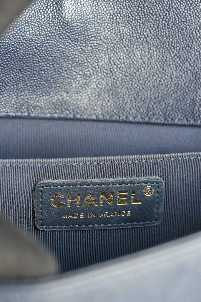 Le Boy Medium in Navy Blue Caviar Leather Aged Gold Hardware(Series 27) | Purse Maison Luxury Bags Shop