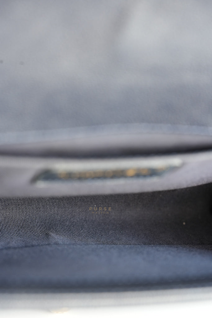 Le Boy Medium in Navy Blue Caviar Leather Aged Gold Hardware(Series 27) | Purse Maison Luxury Bags Shop