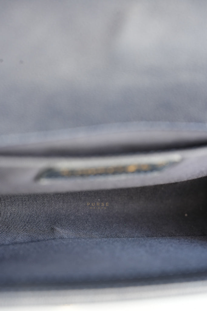 Le Boy Medium in Navy Blue Caviar Leather Aged Gold Hardware(Series 27) | Purse Maison Luxury Bags Shop