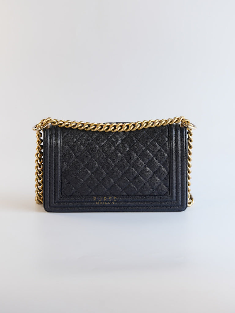 Le Boy Medium in Navy Blue Caviar Leather Aged Gold Hardware(Series 27) | Purse Maison Luxury Bags Shop