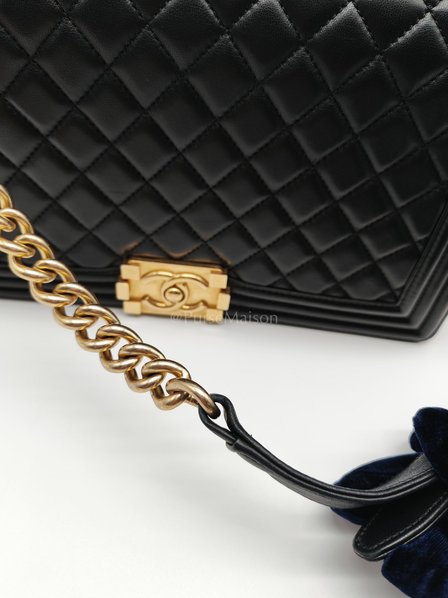 Le Boy New Medium Black Lambskin Leather in Aged Gold Hardware (Series 23) | Purse Maison Luxury Bags Shop