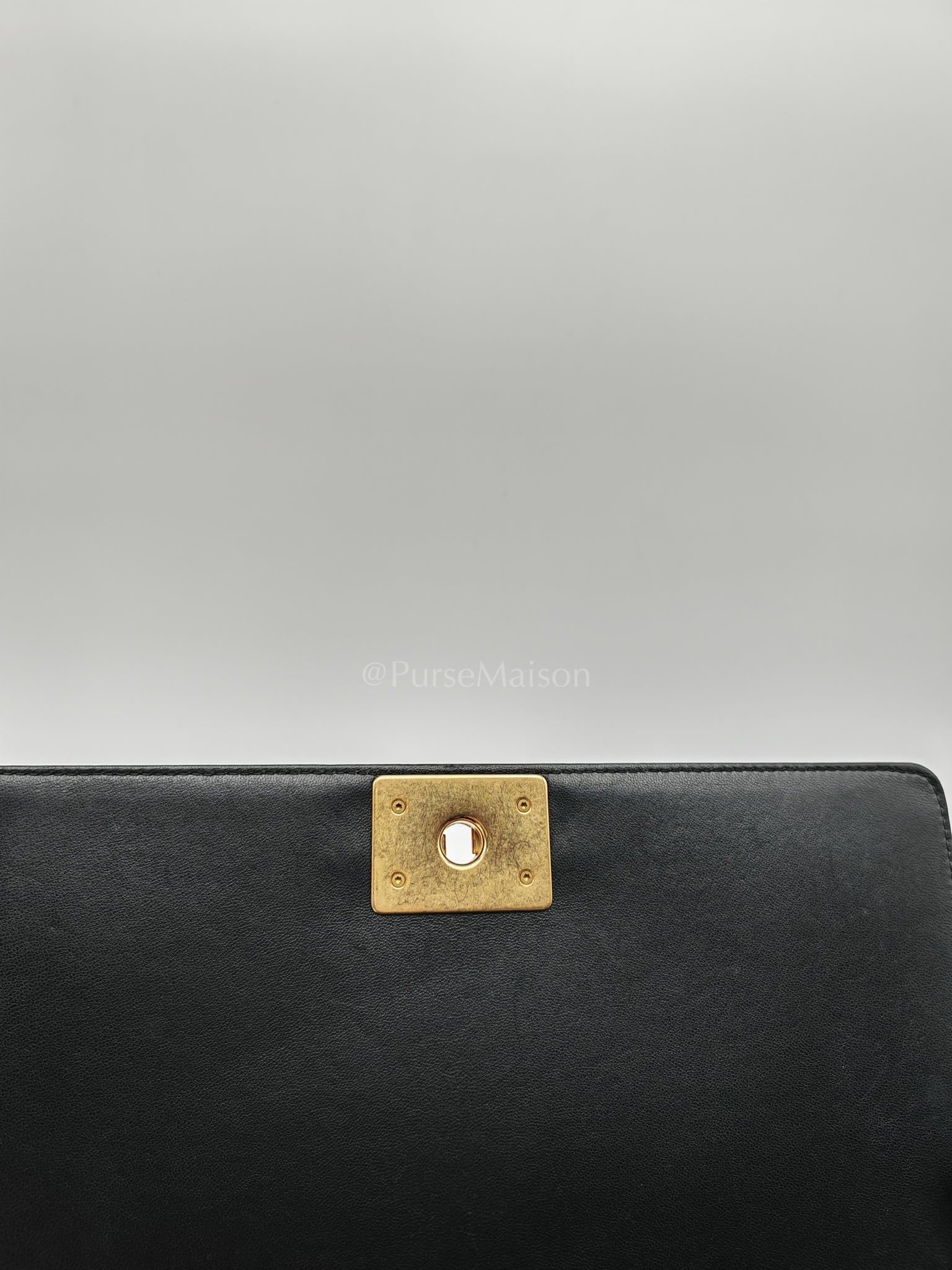 Le Boy New Medium Black Lambskin Leather in Aged Gold Hardware (Series 23) | Purse Maison Luxury Bags Shop
