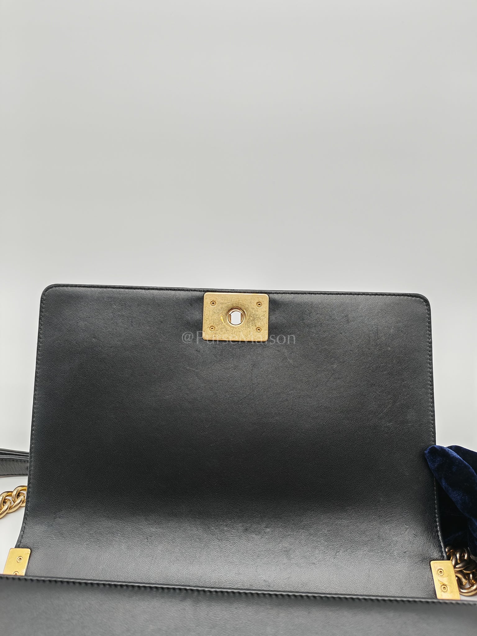 Le Boy New Medium Black Lambskin Leather in Aged Gold Hardware (Series 23) | Purse Maison Luxury Bags Shop
