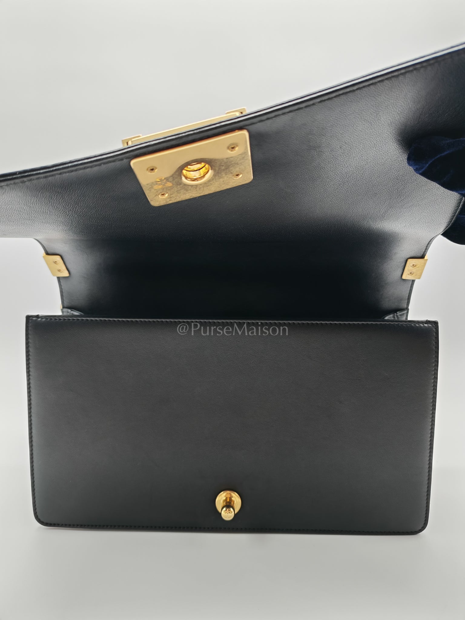 Le Boy New Medium Black Lambskin Leather in Aged Gold Hardware (Series 23) | Purse Maison Luxury Bags Shop