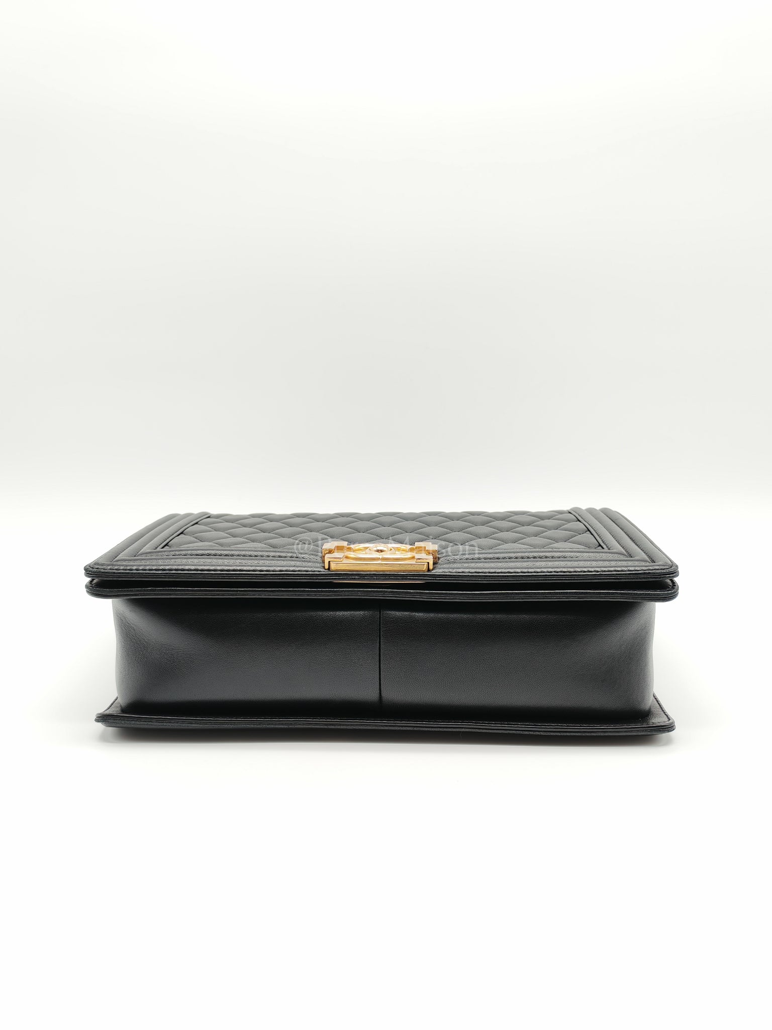 Le Boy New Medium Black Lambskin Leather in Aged Gold Hardware (Series 23) | Purse Maison Luxury Bags Shop