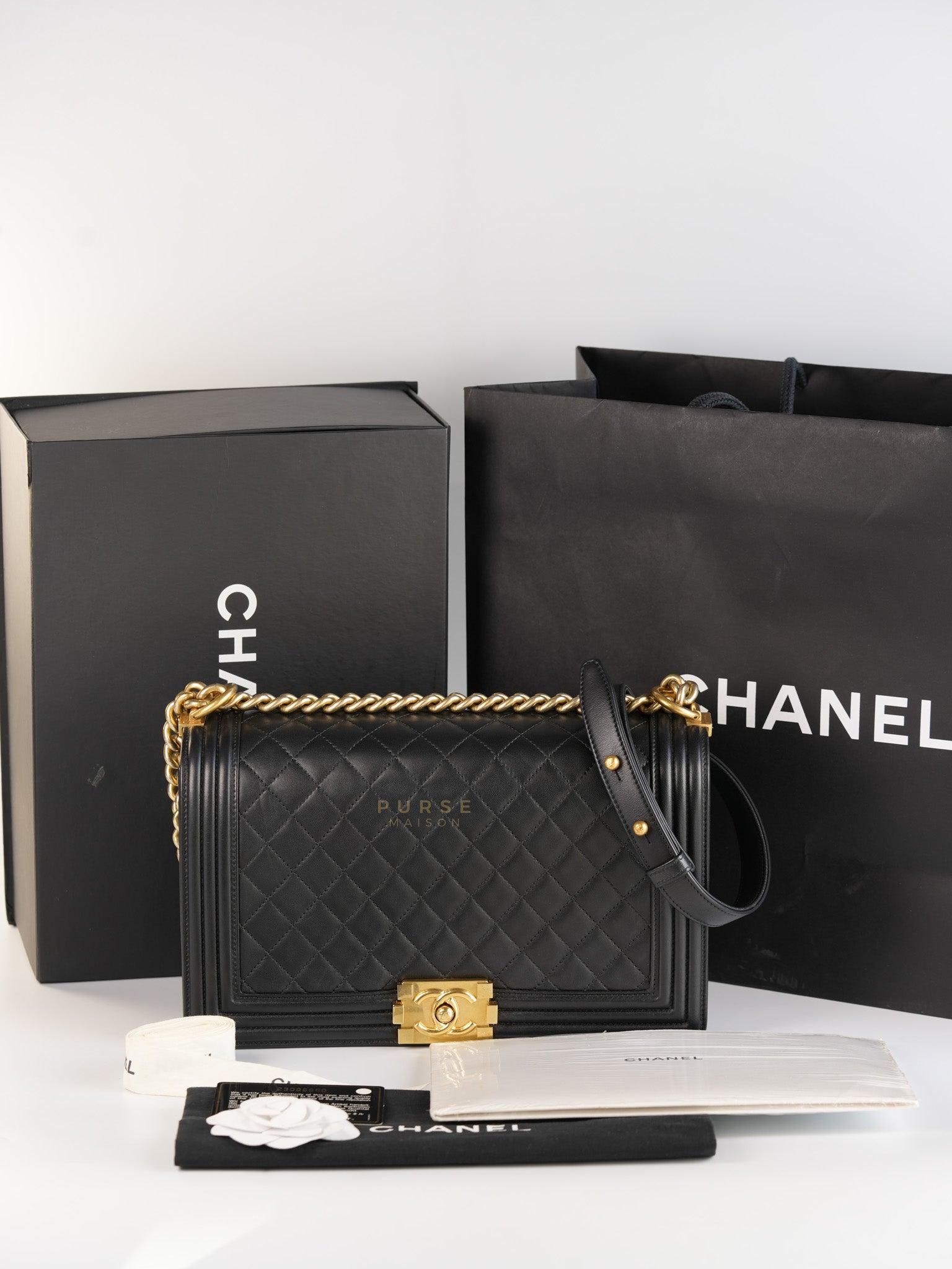 Le Boy New Medium In Black Lambskin Leather Aged Gold Hardware( Series 23) | Purse Maison Luxury Bags Shop