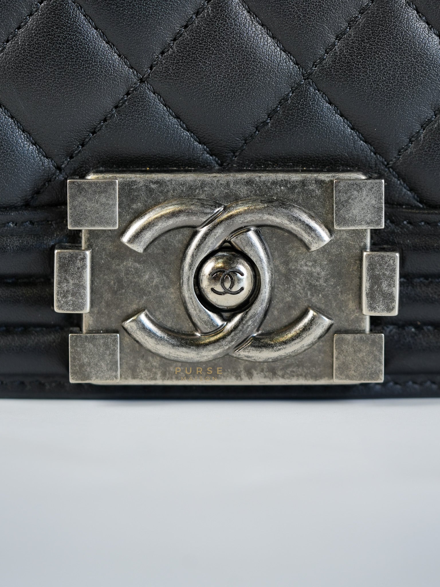 Le Boy New Medium in Black Quilted Lambskin Leather & Ruthenium Hardware (Series 24) | Purse Maison Luxury Bags Shop