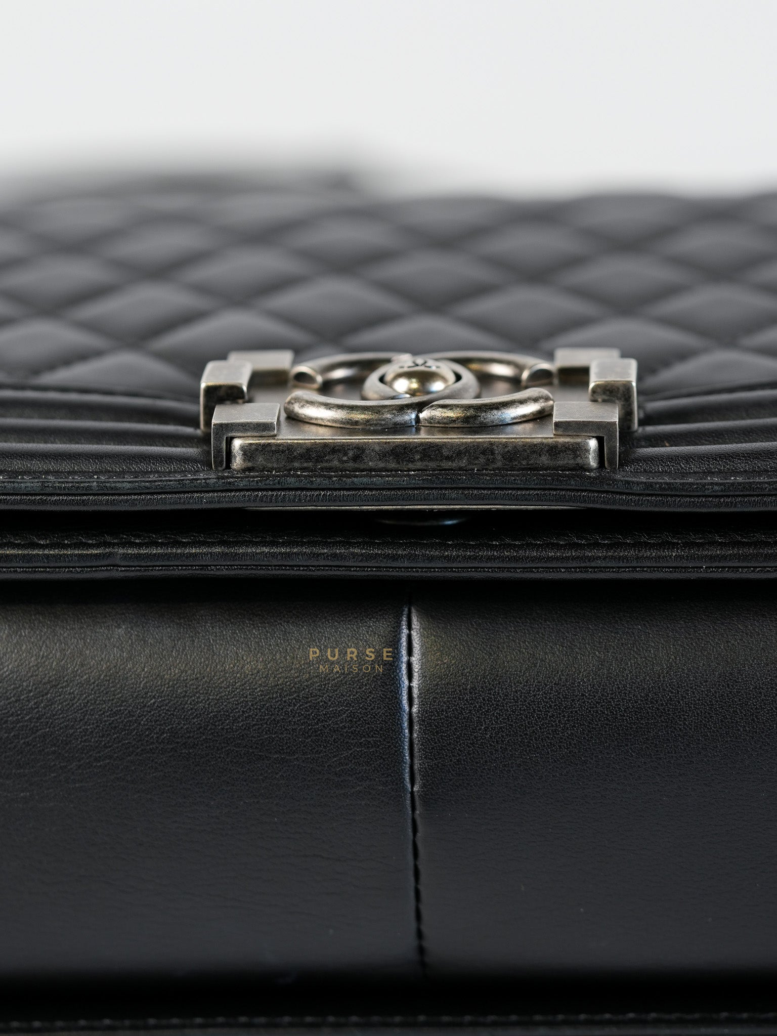 Le Boy New Medium in Black Quilted Lambskin Leather & Ruthenium Hardware (Series 24) | Purse Maison Luxury Bags Shop