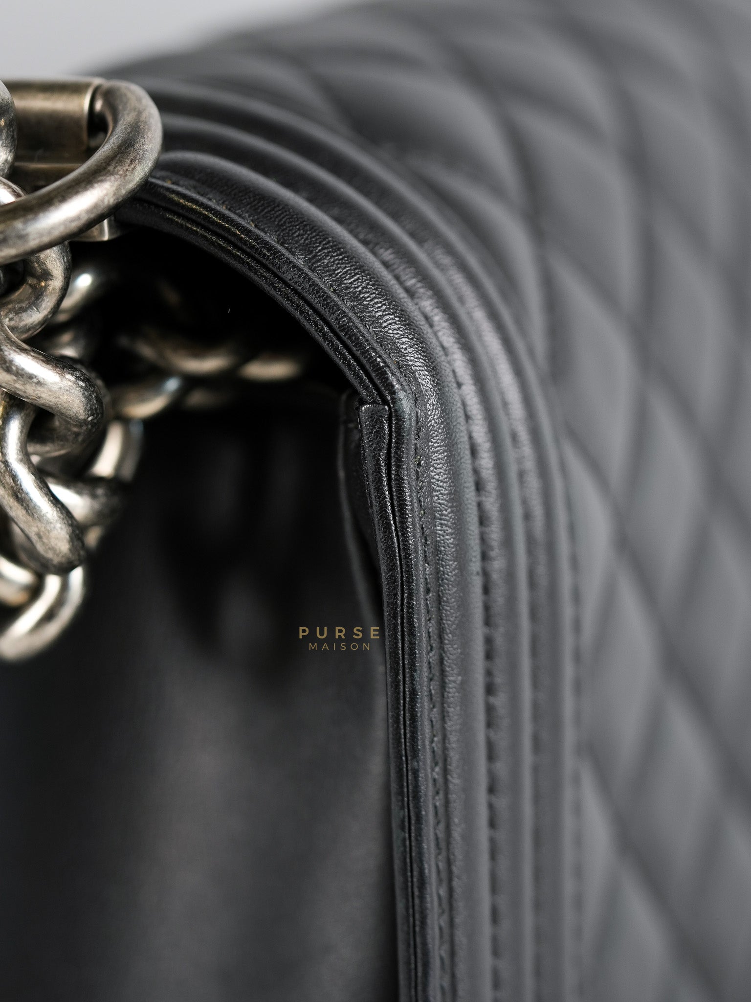 Le Boy New Medium in Black Quilted Lambskin Leather & Ruthenium Hardware (Series 24) | Purse Maison Luxury Bags Shop