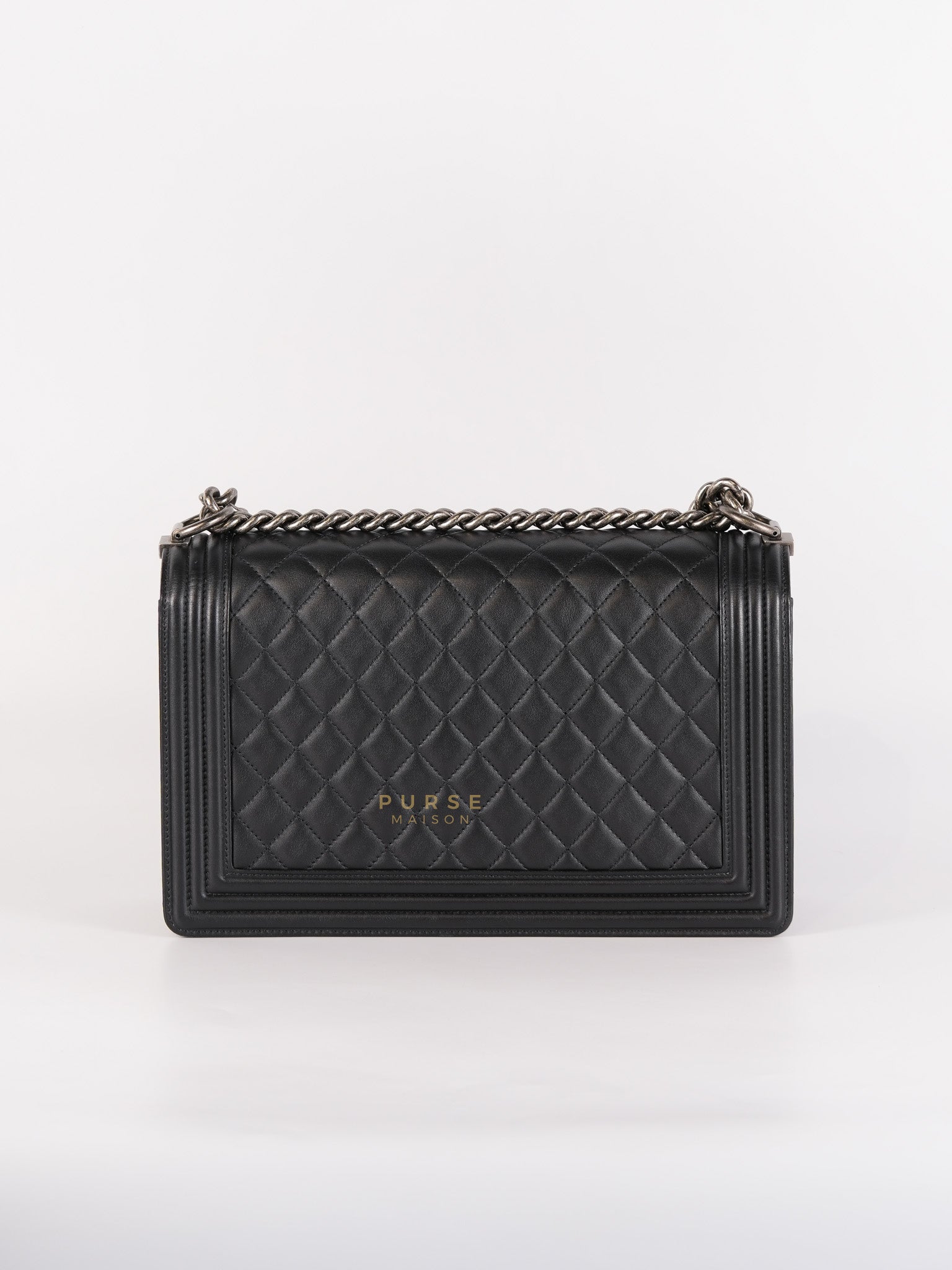 Le Boy New Medium in Black Quilted Lambskin Leather & Ruthenium Hardware (Series 24) | Purse Maison Luxury Bags Shop