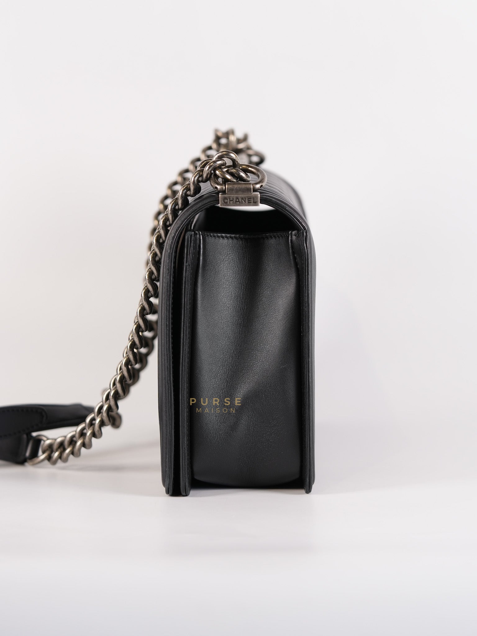 Le Boy New Medium in Black Quilted Lambskin Leather & Ruthenium Hardware (Series 24) | Purse Maison Luxury Bags Shop