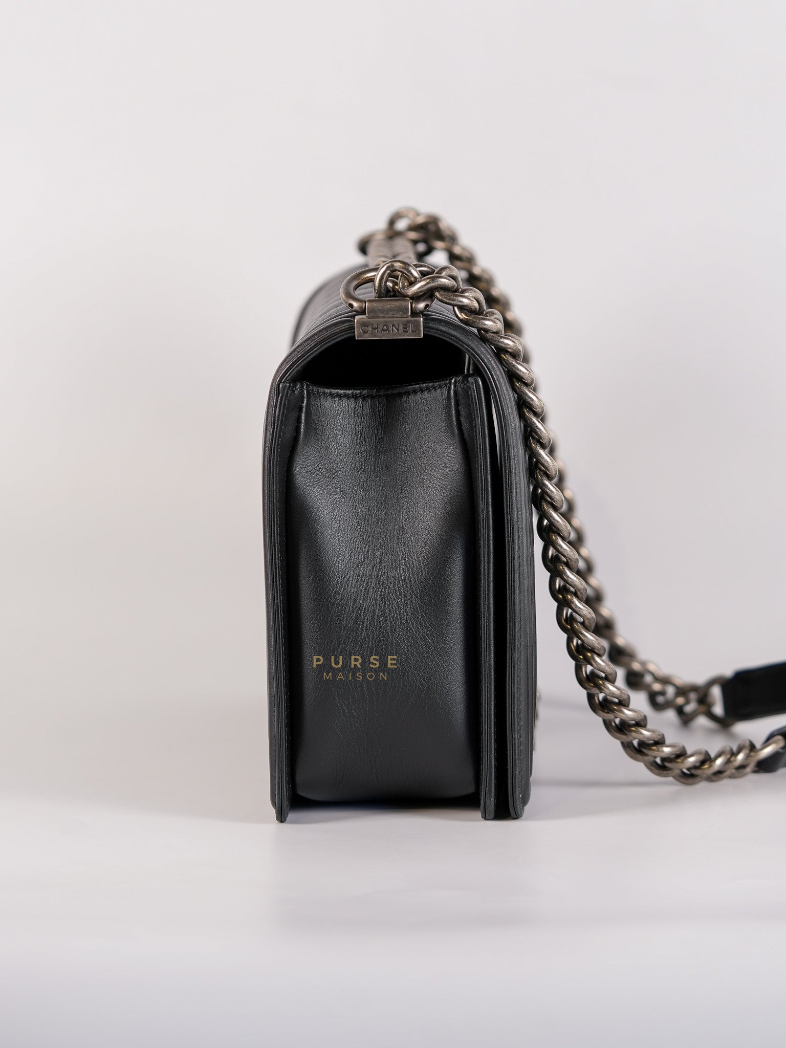 Le Boy New Medium in Black Quilted Lambskin Leather & Ruthenium Hardware (Series 24) | Purse Maison Luxury Bags Shop