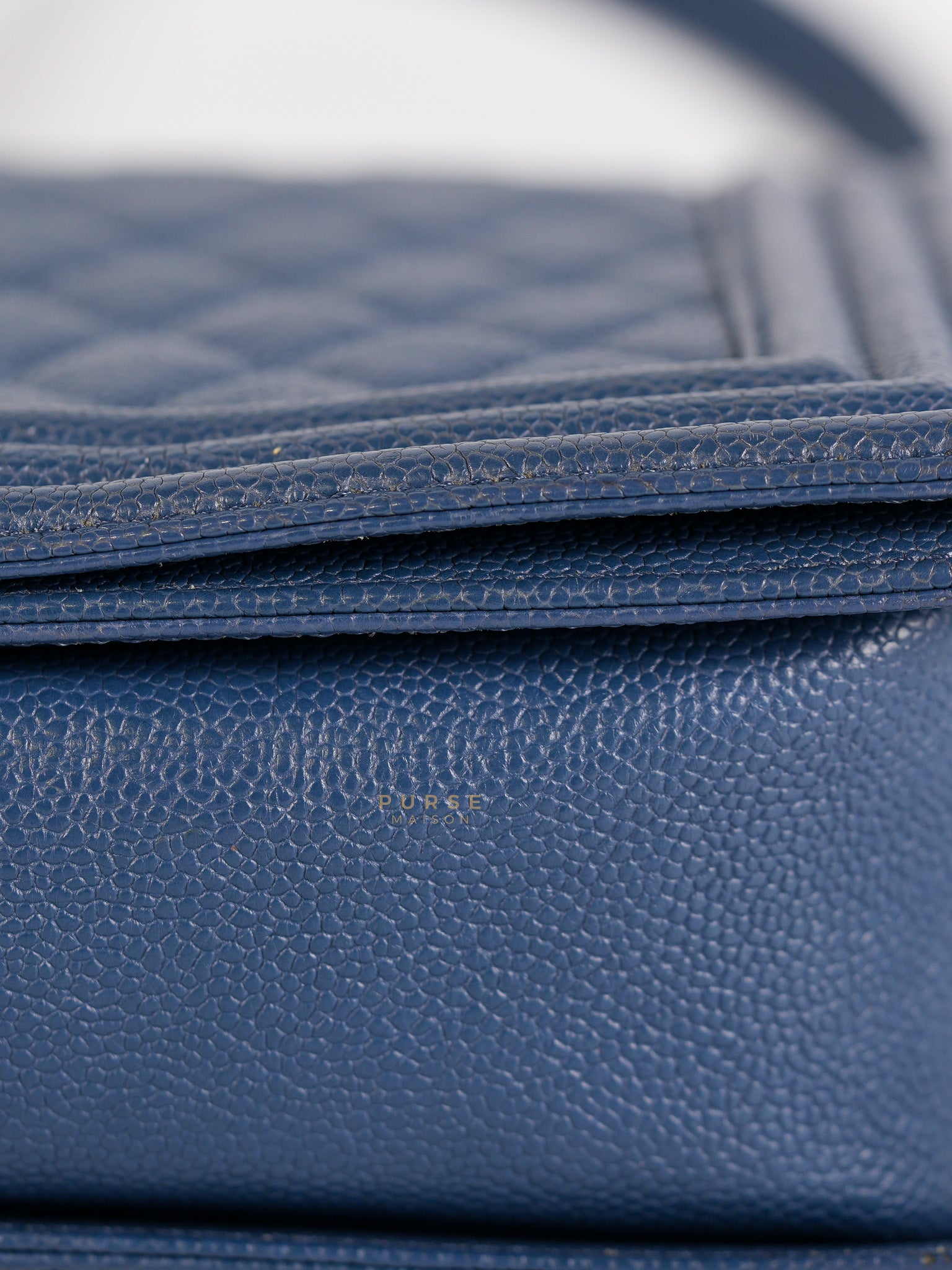 Le Boy New Medium in Navy Blue Quilted Caviar Leather Gold Hardware Series 23 | Purse Maison Luxury Bags Shop