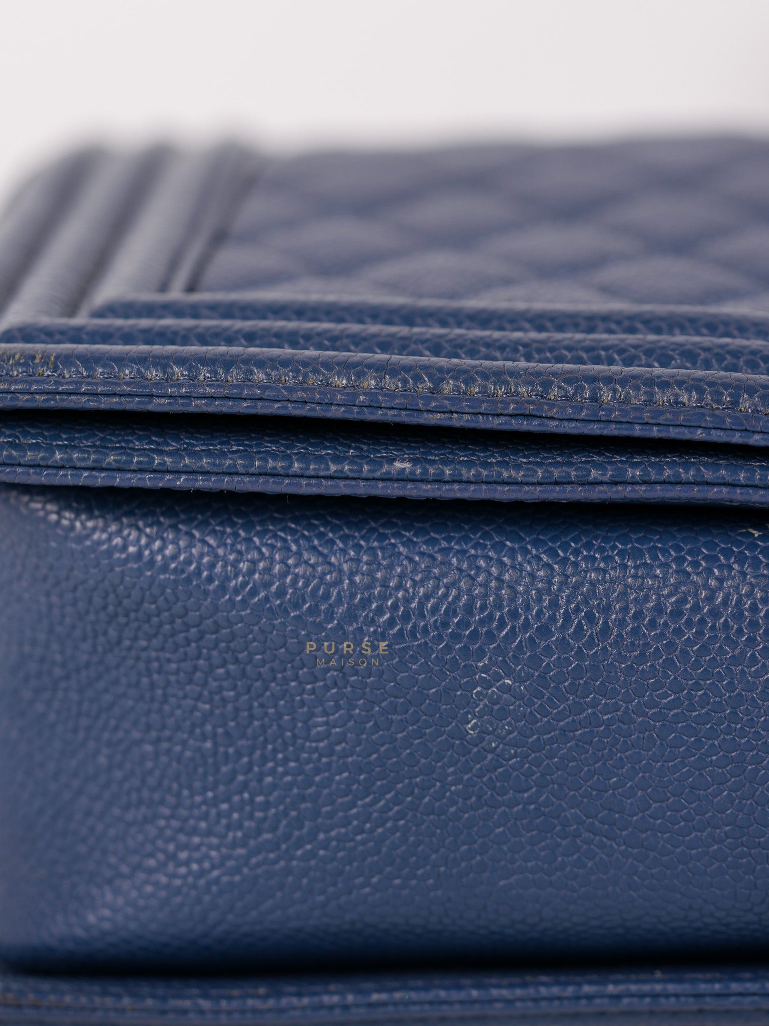 Le Boy New Medium in Navy Blue Quilted Caviar Leather Gold Hardware Series 23 | Purse Maison Luxury Bags Shop