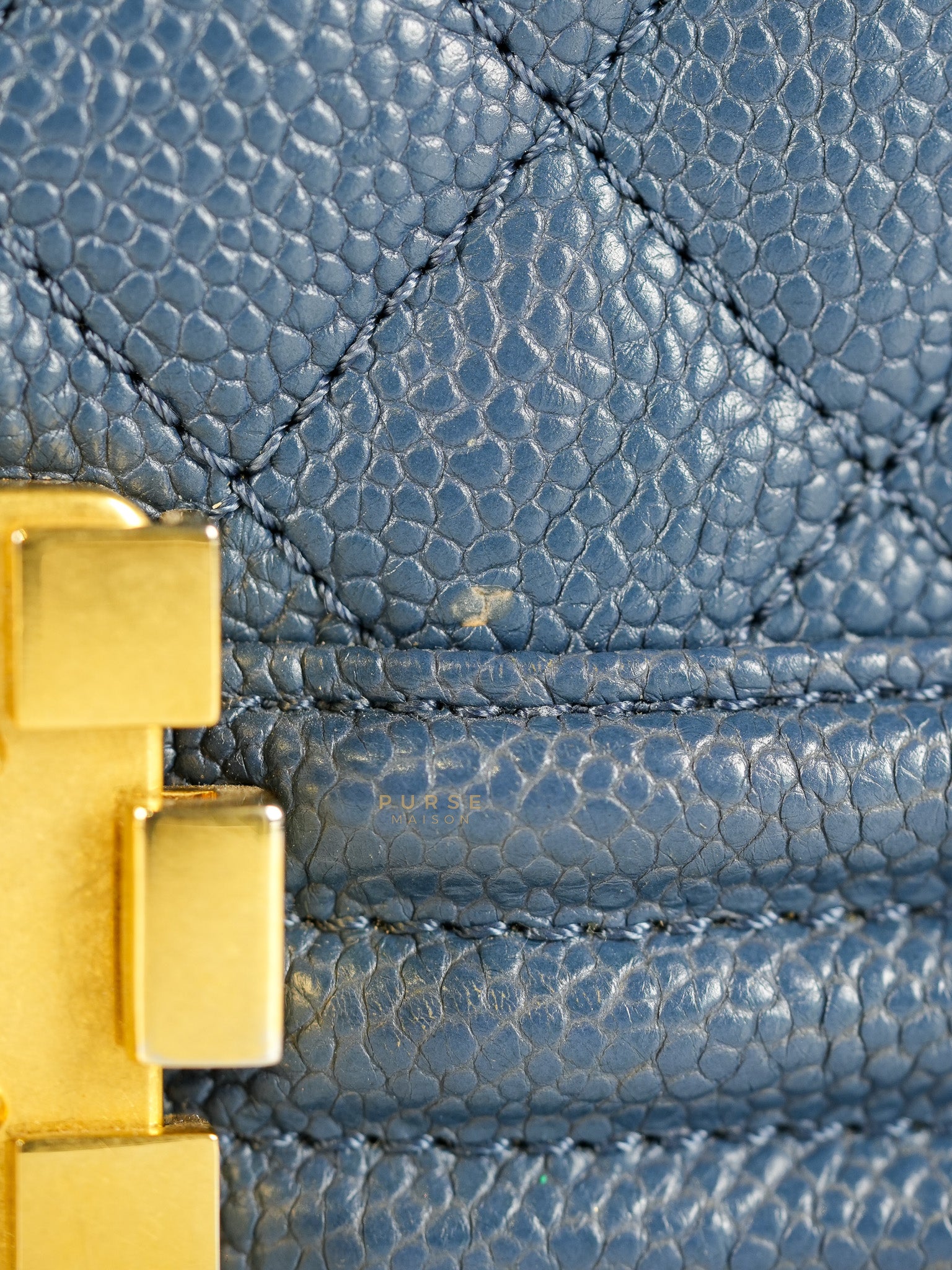 Le Boy New Medium in Navy Blue Quilted Caviar Leather Gold Hardware Series 23 | Purse Maison Luxury Bags Shop