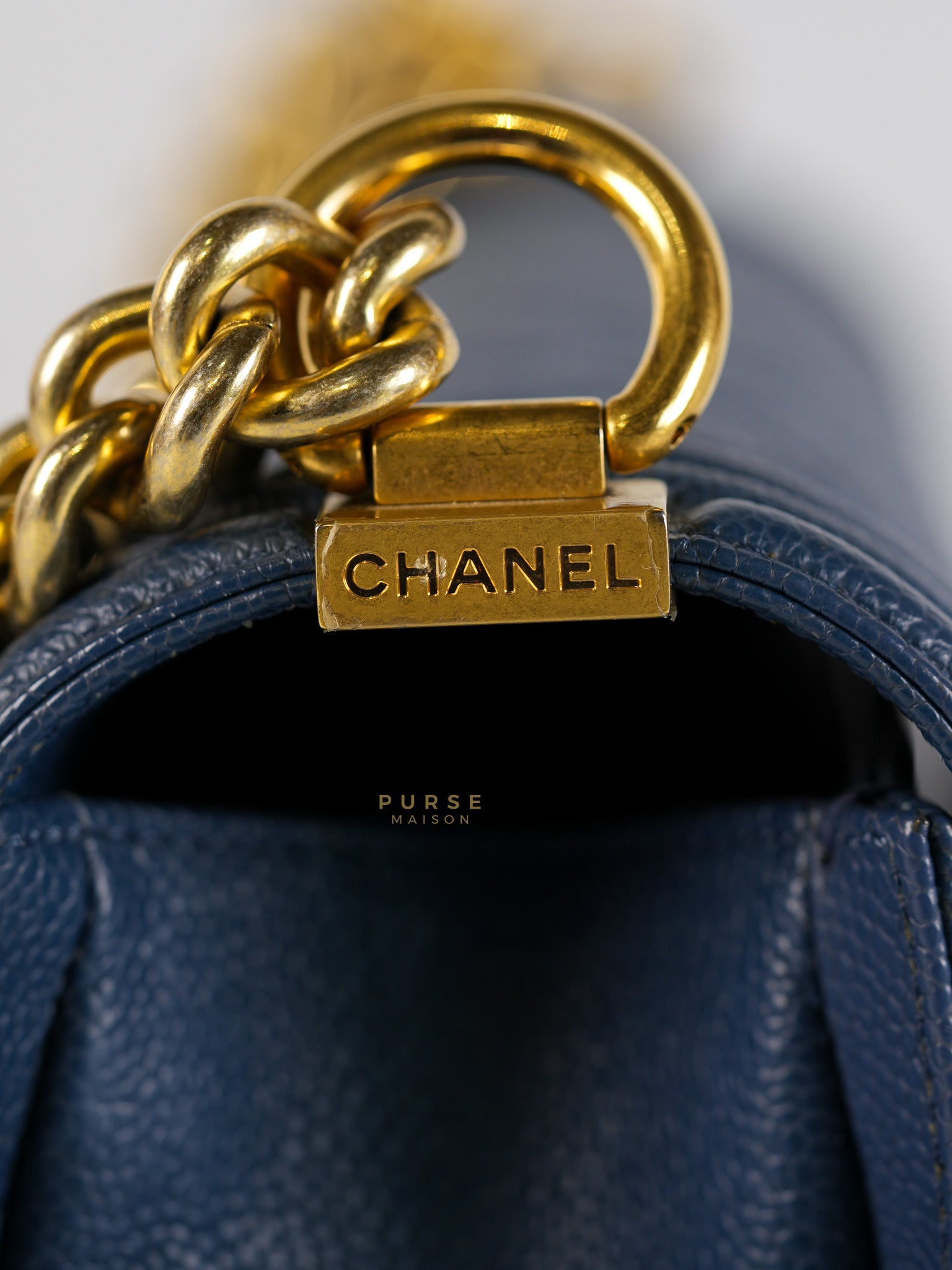 Le Boy New Medium in Navy Blue Quilted Caviar Leather Gold Hardware Series 23 | Purse Maison Luxury Bags Shop
