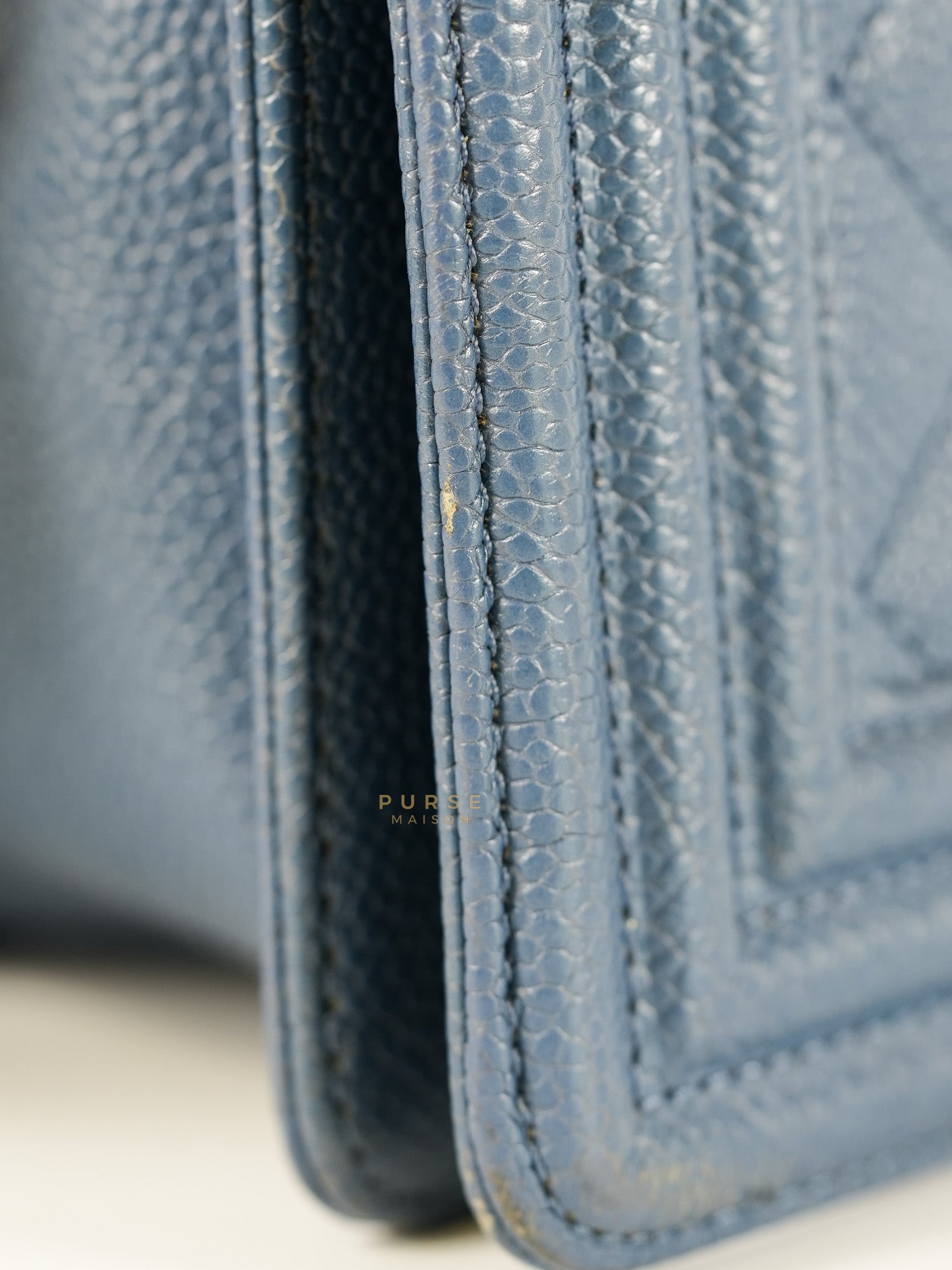 Le Boy New Medium in Navy Blue Quilted Caviar Leather Gold Hardware Series 23 | Purse Maison Luxury Bags Shop