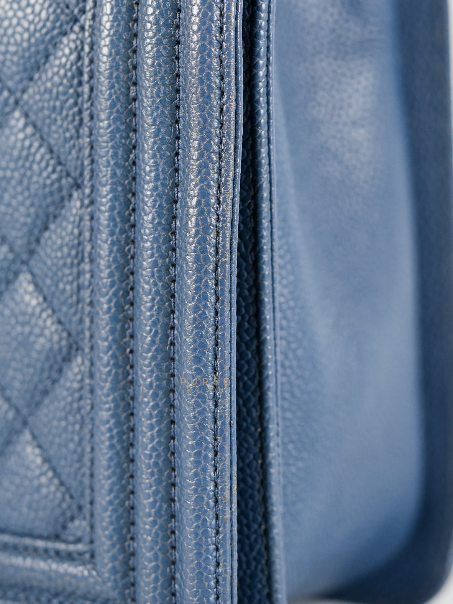Le Boy New Medium in Navy Blue Quilted Caviar Leather Gold Hardware Series 23 | Purse Maison Luxury Bags Shop