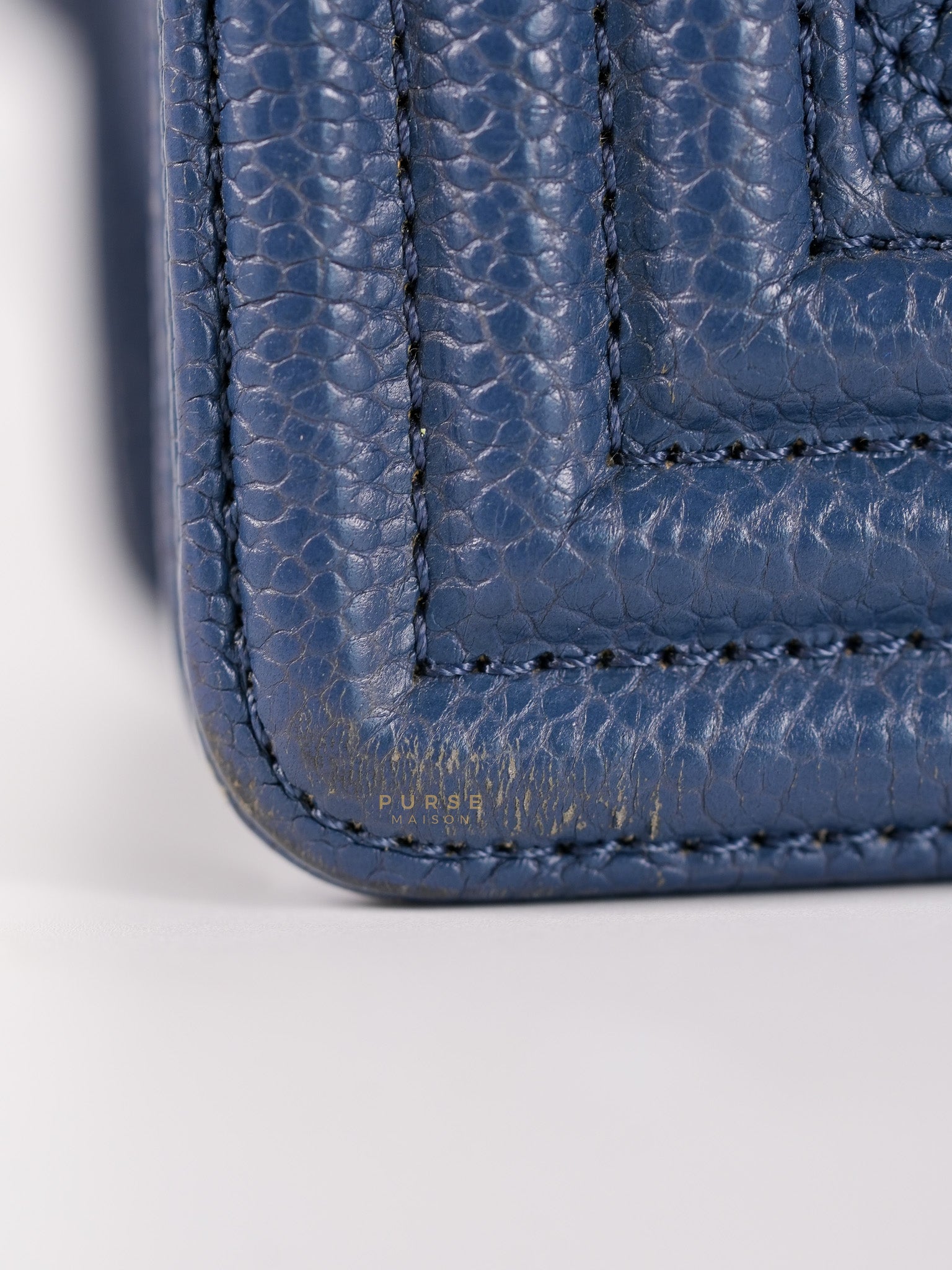 Le Boy New Medium in Navy Blue Quilted Caviar Leather Gold Hardware Series 23 | Purse Maison Luxury Bags Shop