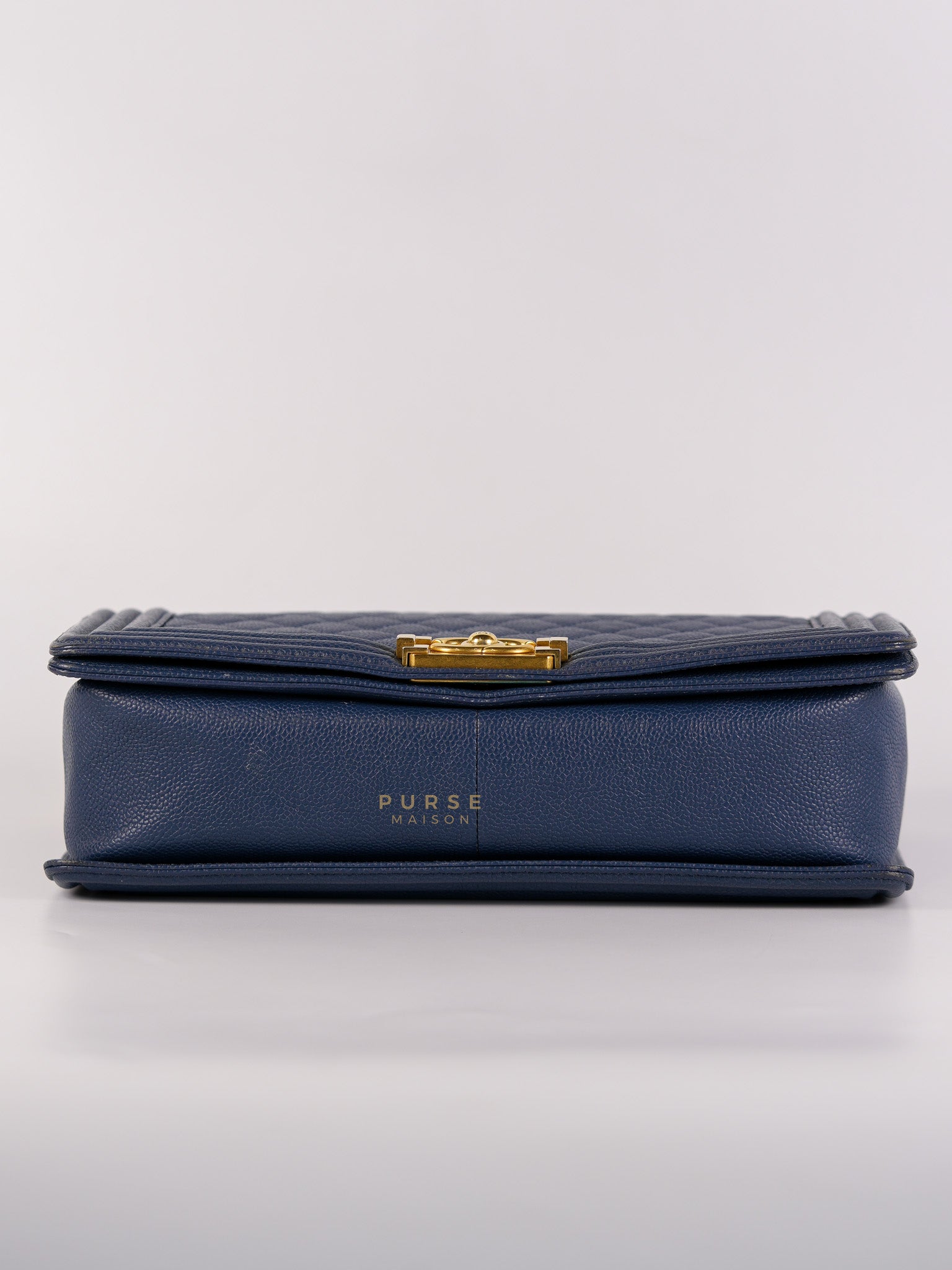 Le Boy New Medium in Navy Blue Quilted Caviar Leather Gold Hardware Series 23 | Purse Maison Luxury Bags Shop