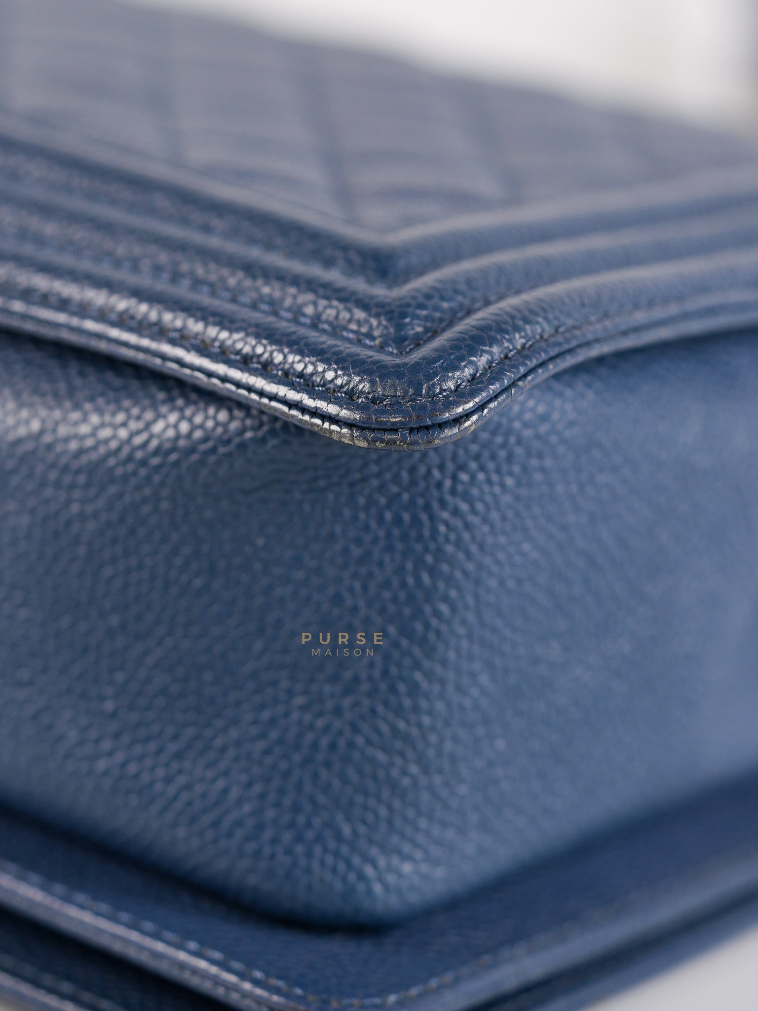 Le Boy New Medium in Navy Blue Quilted Caviar Leather Gold Hardware Series 23 | Purse Maison Luxury Bags Shop