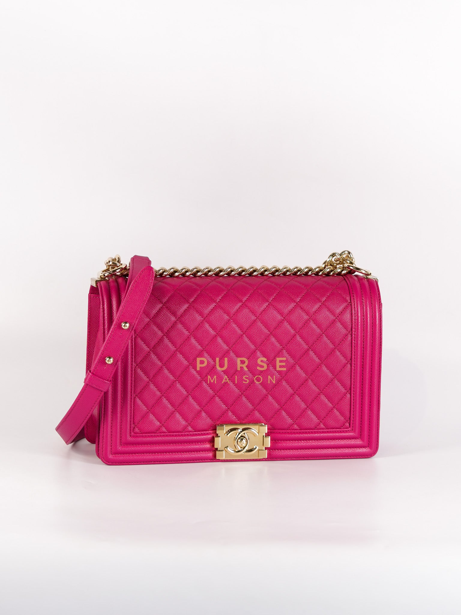 Le Boy New Medium in Pink Caviar Leather & Light Gold Hardware (Series 23) | Purse Maison Luxury Bags Shop
