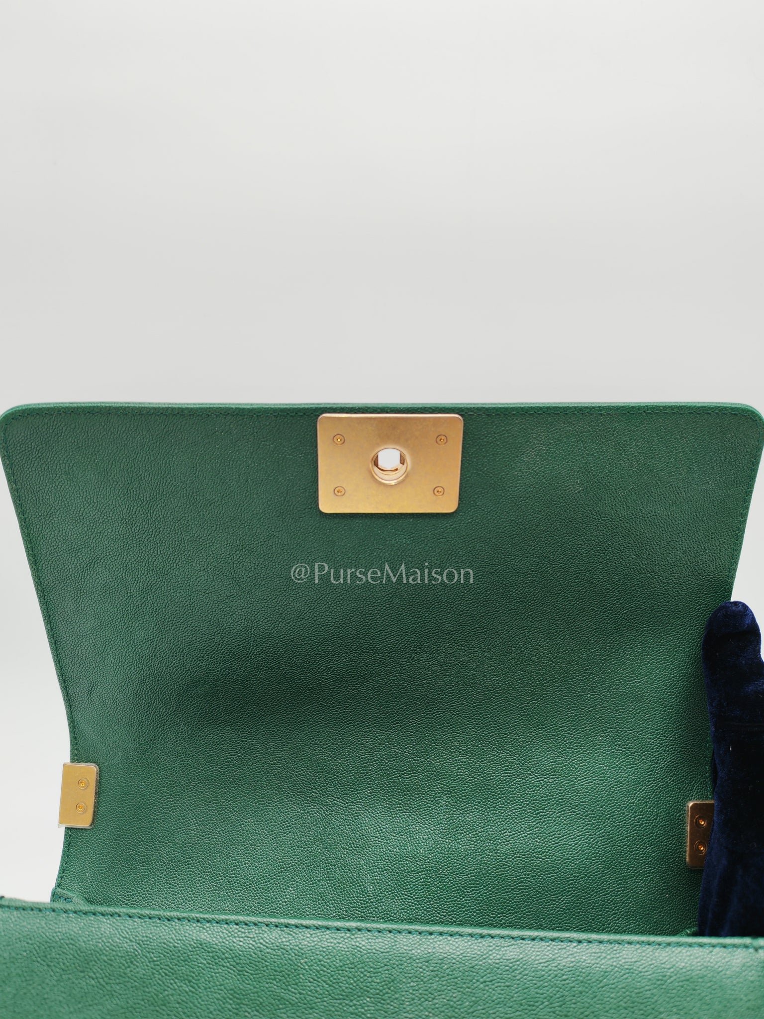 Le Boy Old Medium Green Caviar Leather in Aged Gold Hardware (Series 26) | Purse Maison Luxury Bags Shop