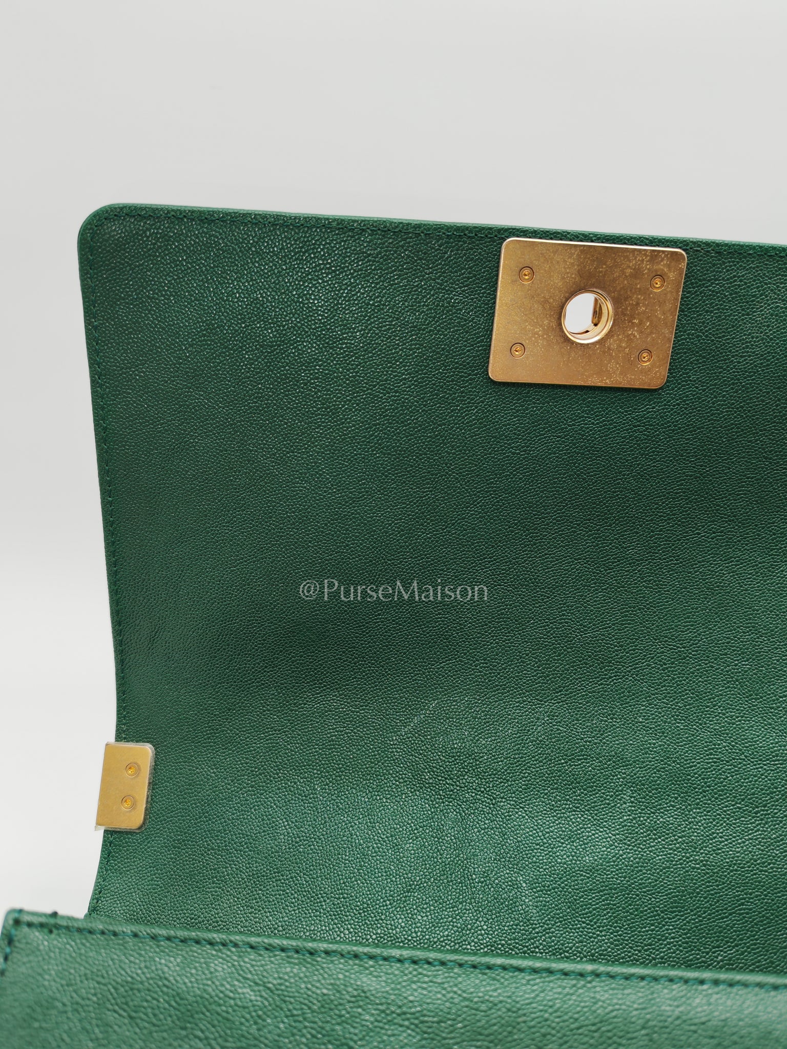 Le Boy Old Medium Green Caviar Leather in Aged Gold Hardware (Series 26) | Purse Maison Luxury Bags Shop