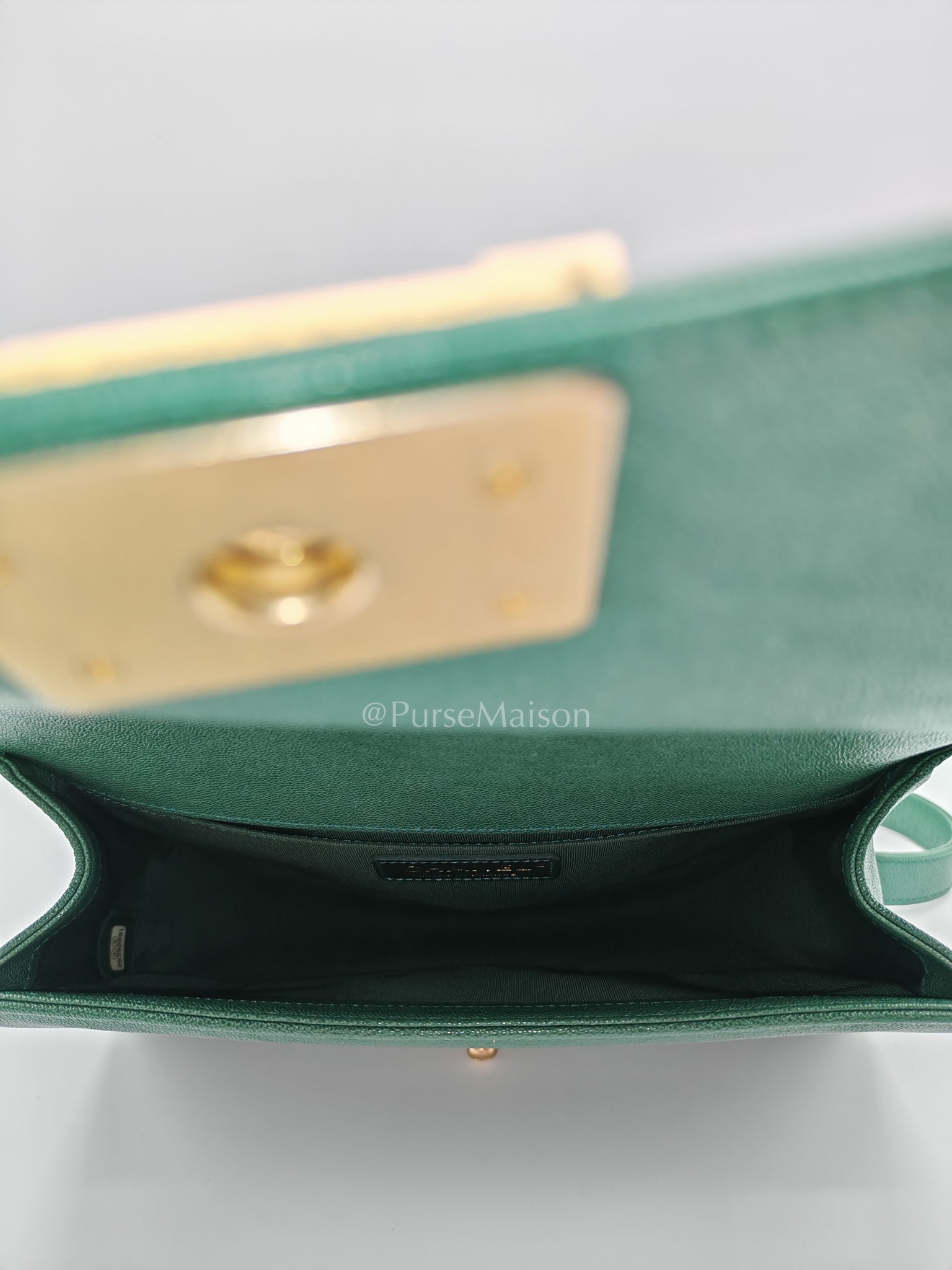 Le Boy Old Medium Green Caviar Leather in Aged Gold Hardware (Series 26) | Purse Maison Luxury Bags Shop