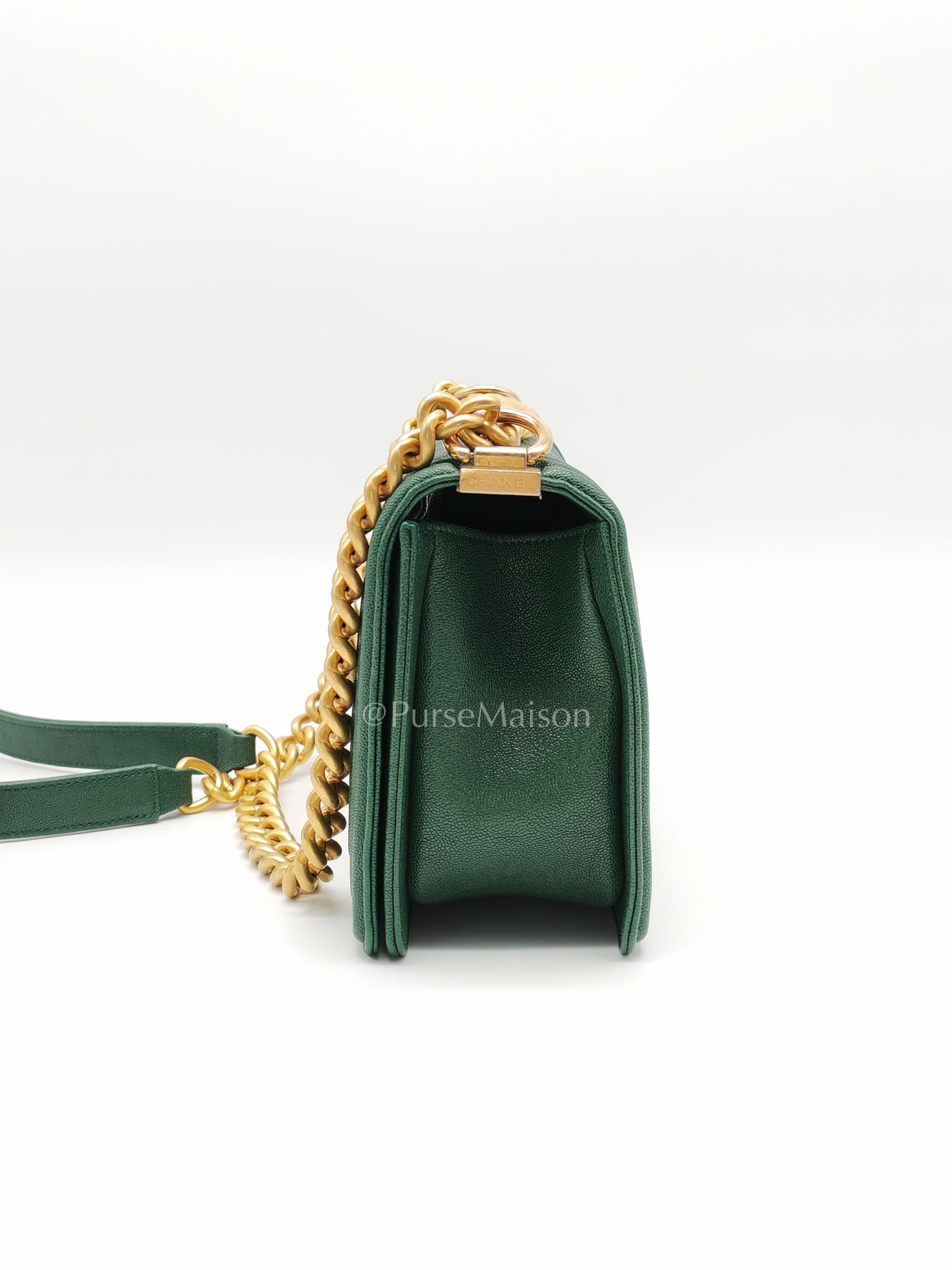 Le Boy Old Medium Green Caviar Leather in Aged Gold Hardware (Series 26) | Purse Maison Luxury Bags Shop
