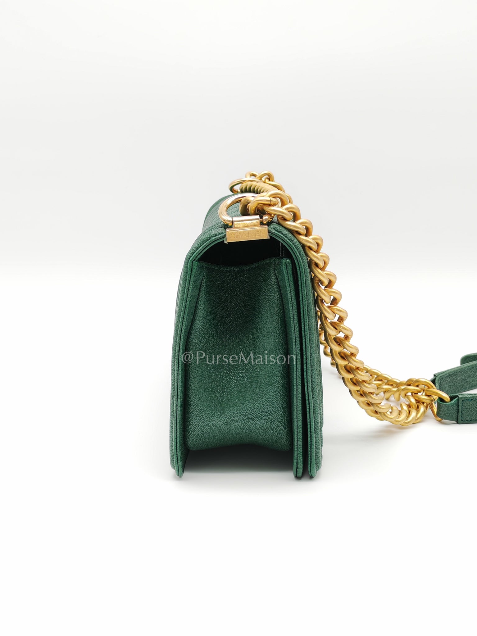 Le Boy Old Medium Green Caviar Leather in Aged Gold Hardware (Series 26) | Purse Maison Luxury Bags Shop