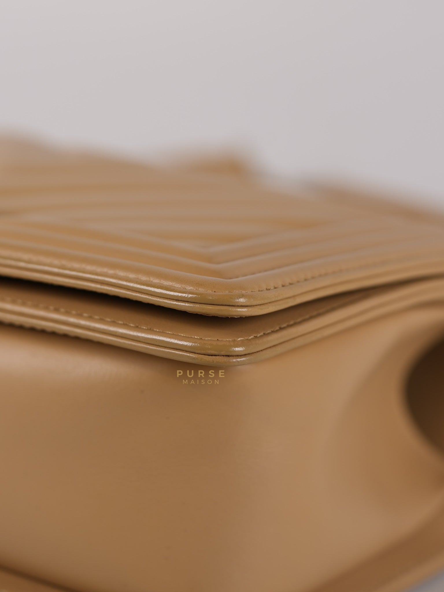 Le Boy Old Medium in Beige Chevron Lambskin Leather Series 25 | Purse Maison Luxury Bags Shop