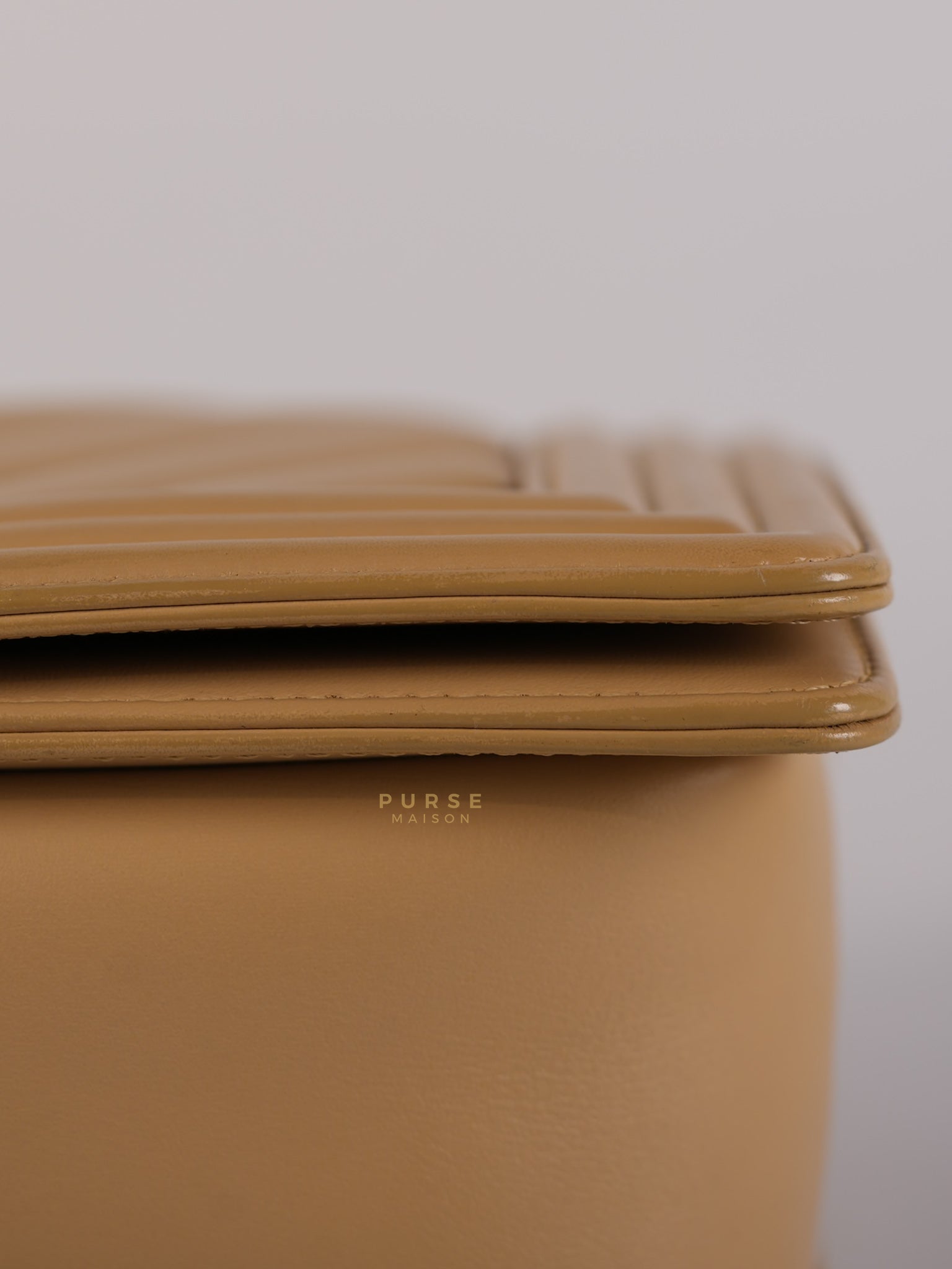 Le Boy Old Medium in Beige Chevron Lambskin Leather Series 25 | Purse Maison Luxury Bags Shop