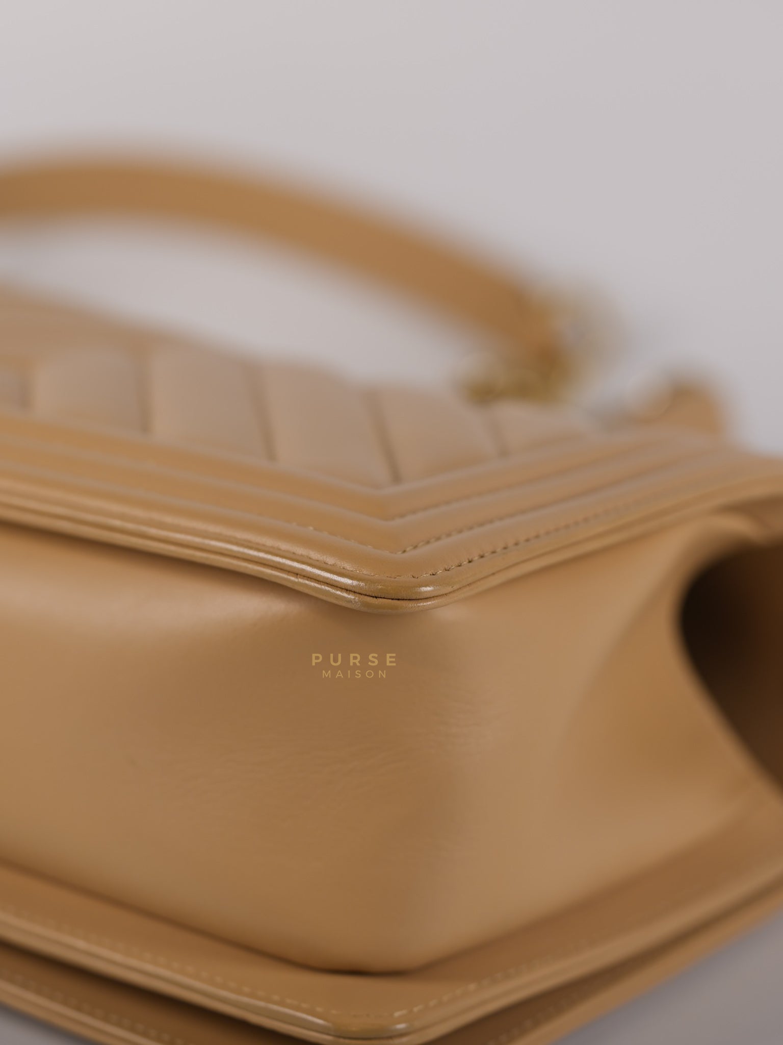 Le Boy Old Medium in Beige Chevron Lambskin Leather Series 25 | Purse Maison Luxury Bags Shop
