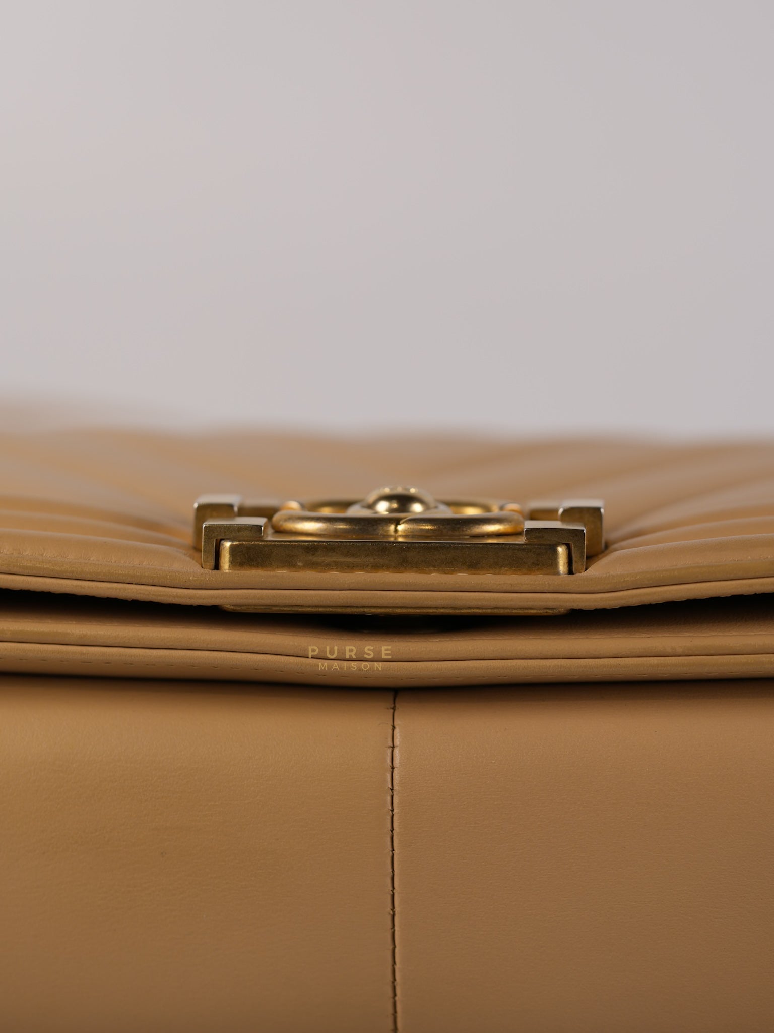Le Boy Old Medium in Beige Chevron Lambskin Leather Series 25 | Purse Maison Luxury Bags Shop