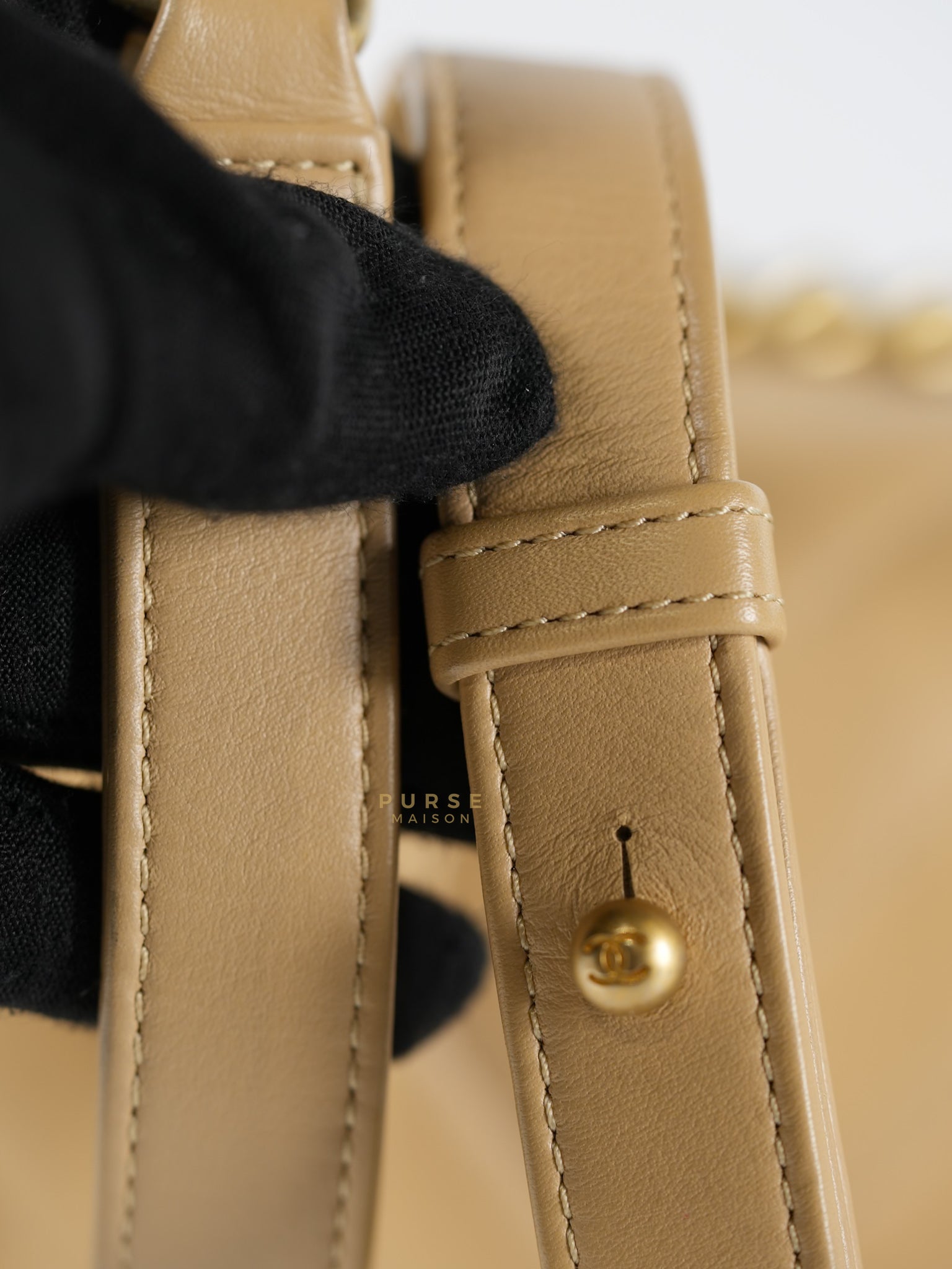Le Boy Old Medium in Beige Chevron Lambskin Leather Series 25 | Purse Maison Luxury Bags Shop