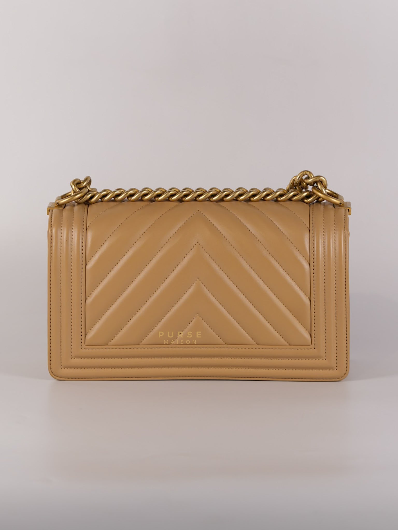 Le Boy Old Medium in Beige Chevron Lambskin Leather Series 25 | Purse Maison Luxury Bags Shop