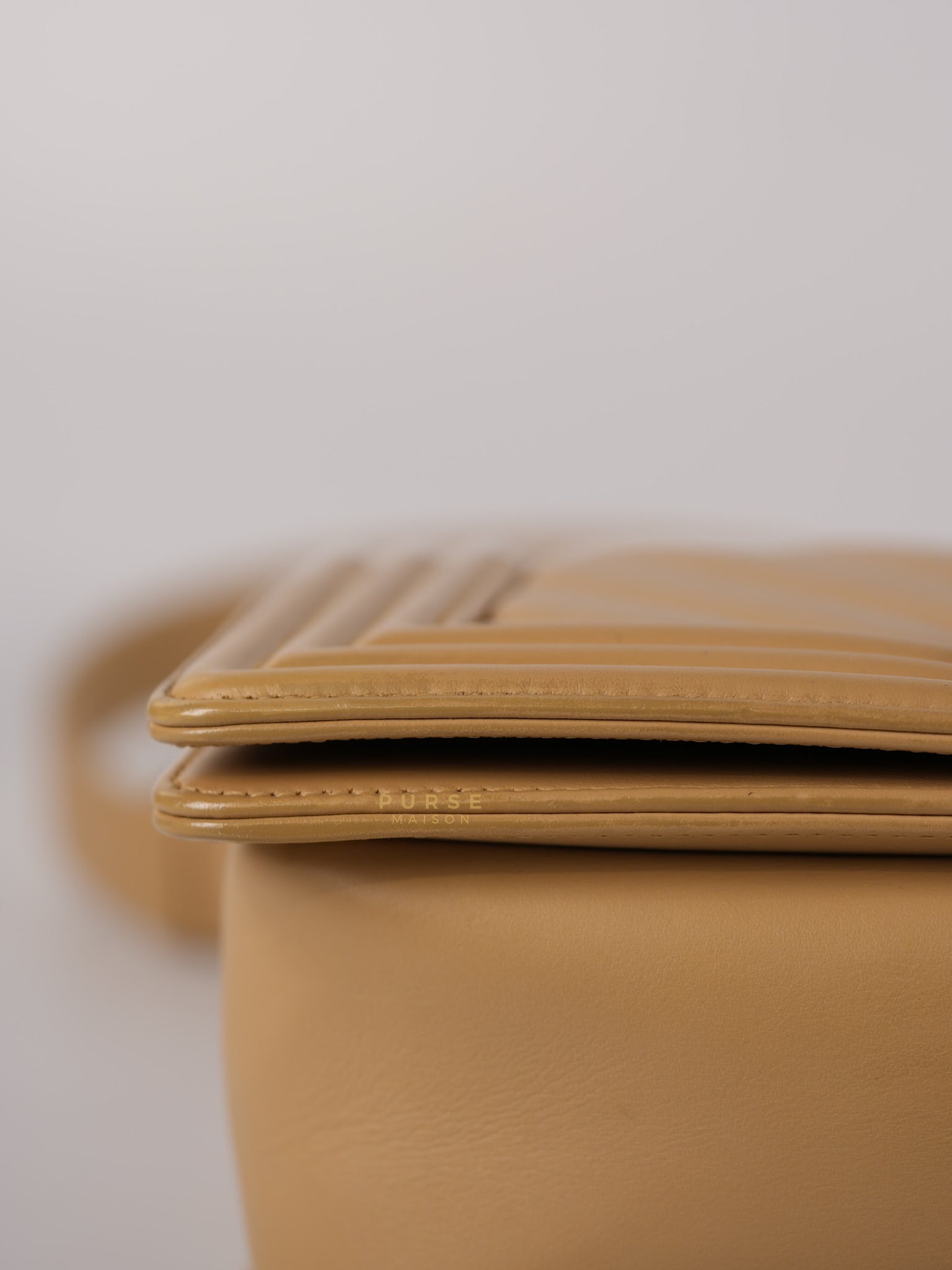 Le Boy Old Medium in Beige Chevron Lambskin Leather Series 25 | Purse Maison Luxury Bags Shop