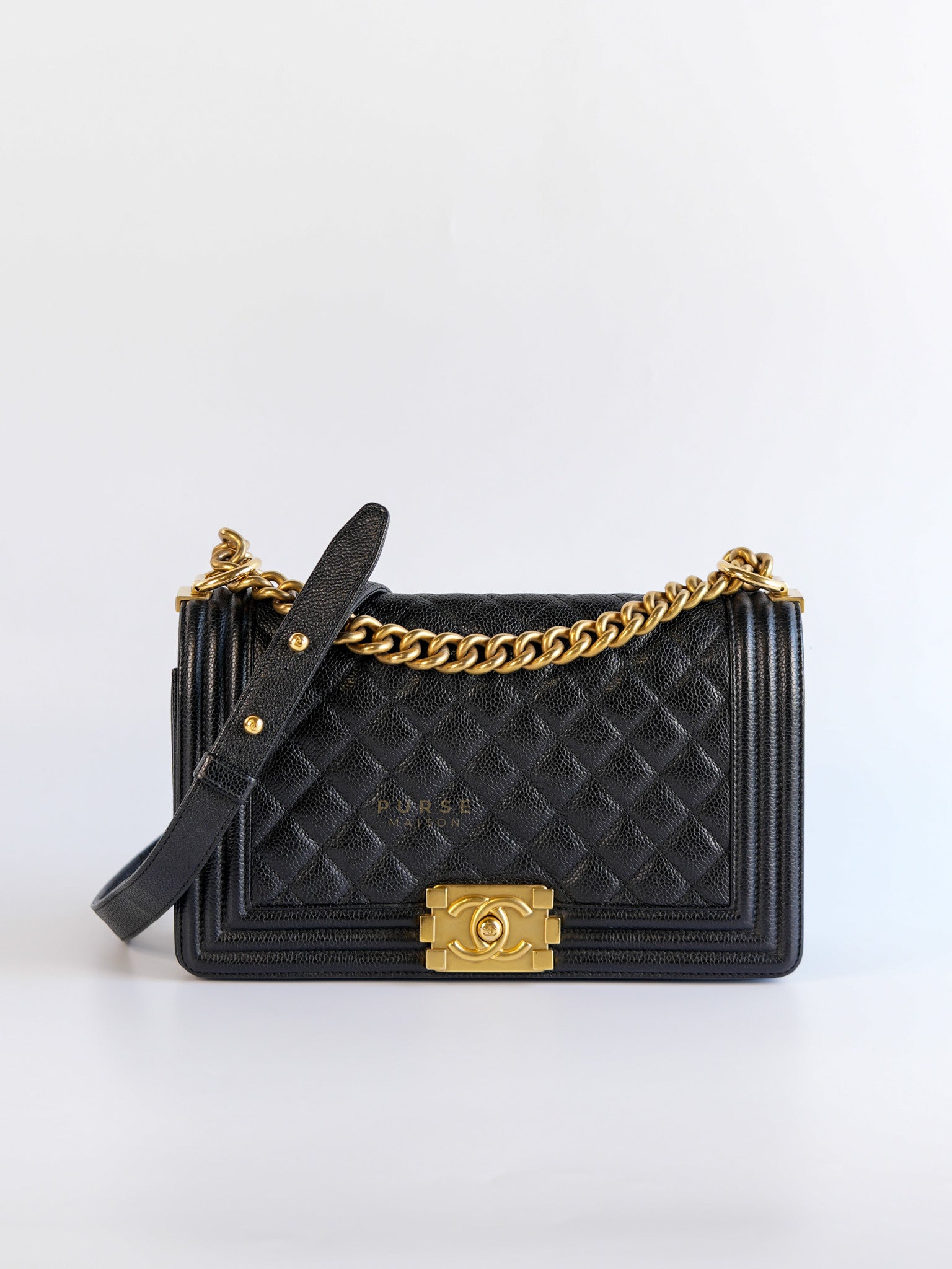 Le Boy Old Medium In Black Caviar Gold Hardware(Series 23) | Purse Maison Luxury Bags Shop