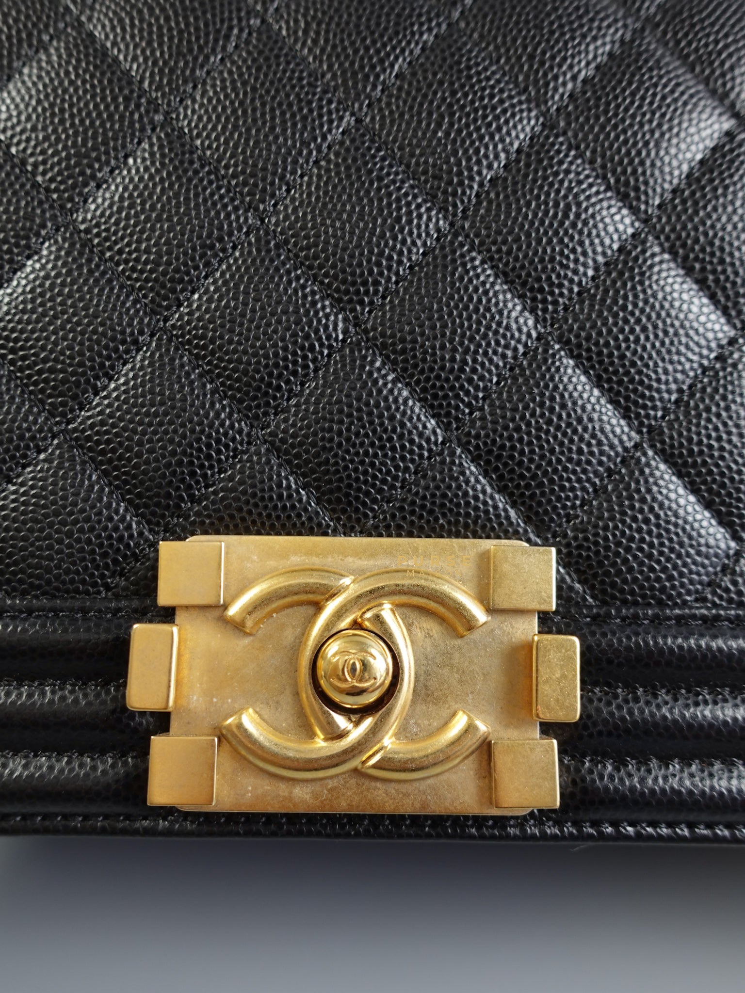 Le Boy Old Medium in Black Caviar Leather and Gold Hardware Seres 28 | Purse Maison Luxury Bags Shop